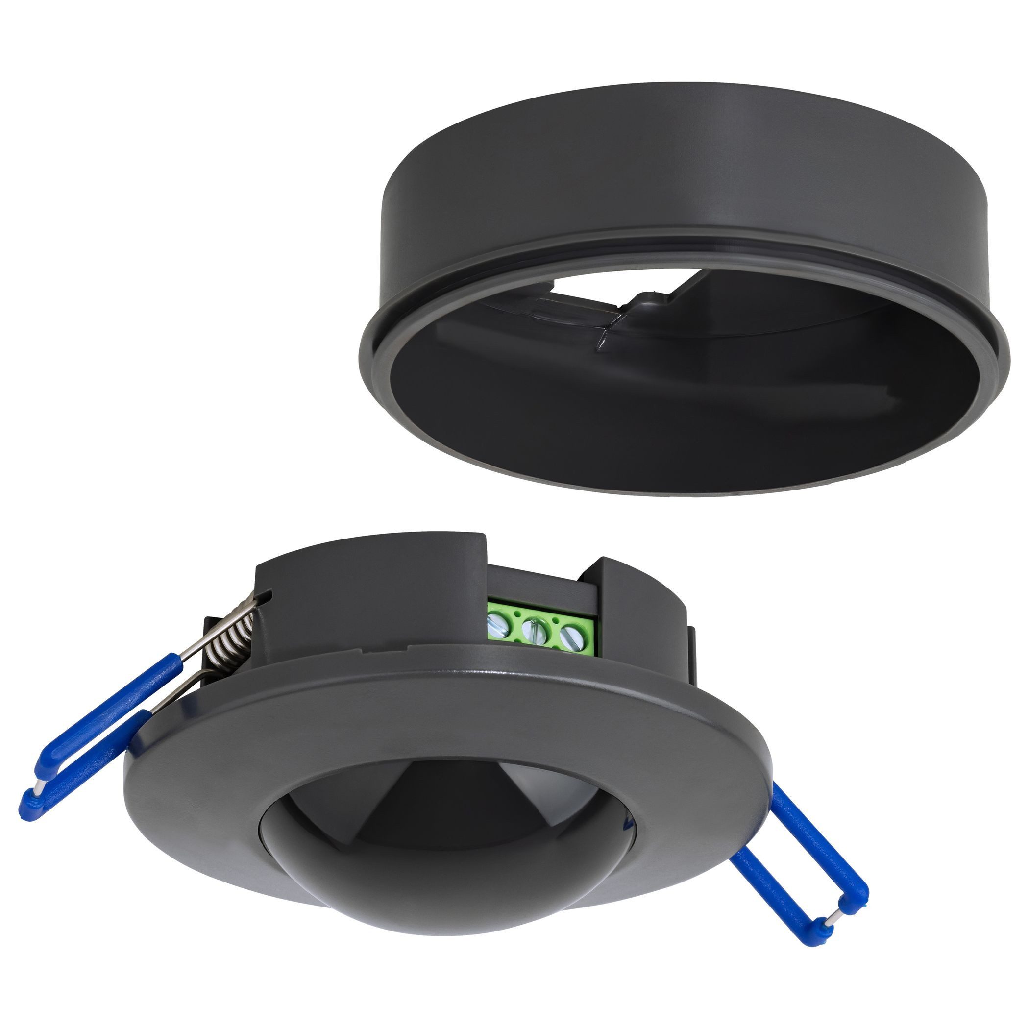 SEBSON Bewegungsmelder Infrarot Sensor Unterputz Aufputz Decke - Reichweite 8m / 360° Winkel, (1-St), Aufputz Adapter, LED geeignet, programmierbar, 3 Draht, Ø79x40mm
