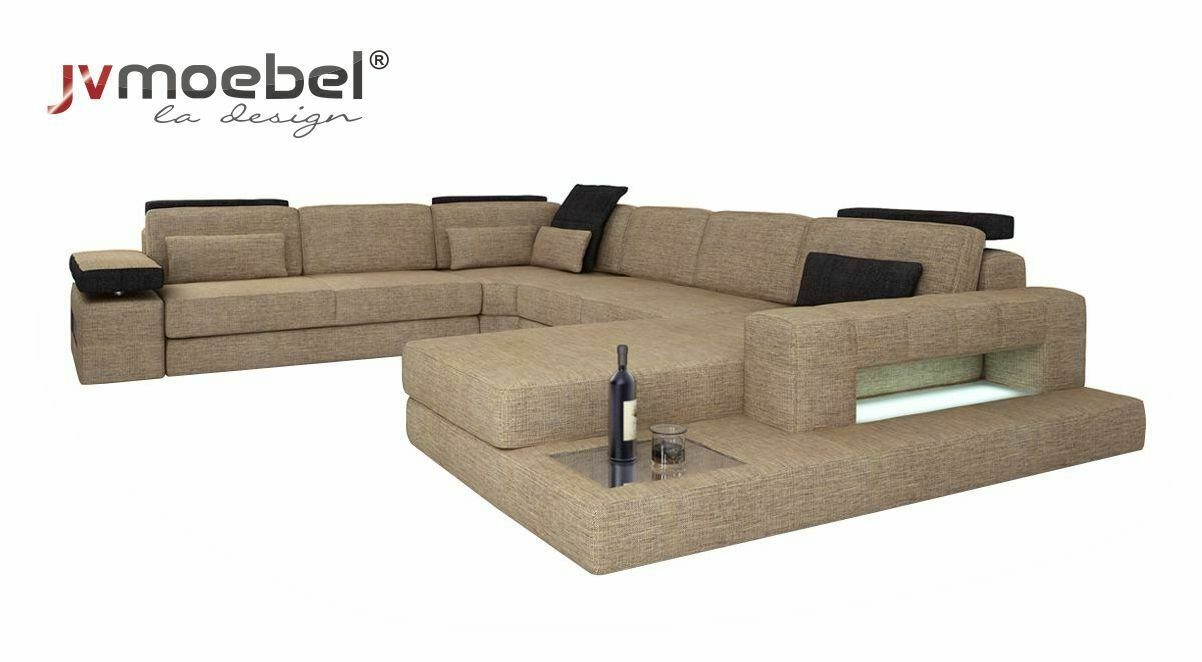 JVmoebel Ecksofa, Wohnlandschaft Ecksofa Sofa Couch Sofa U Form Samt Stoff Sitz Designer