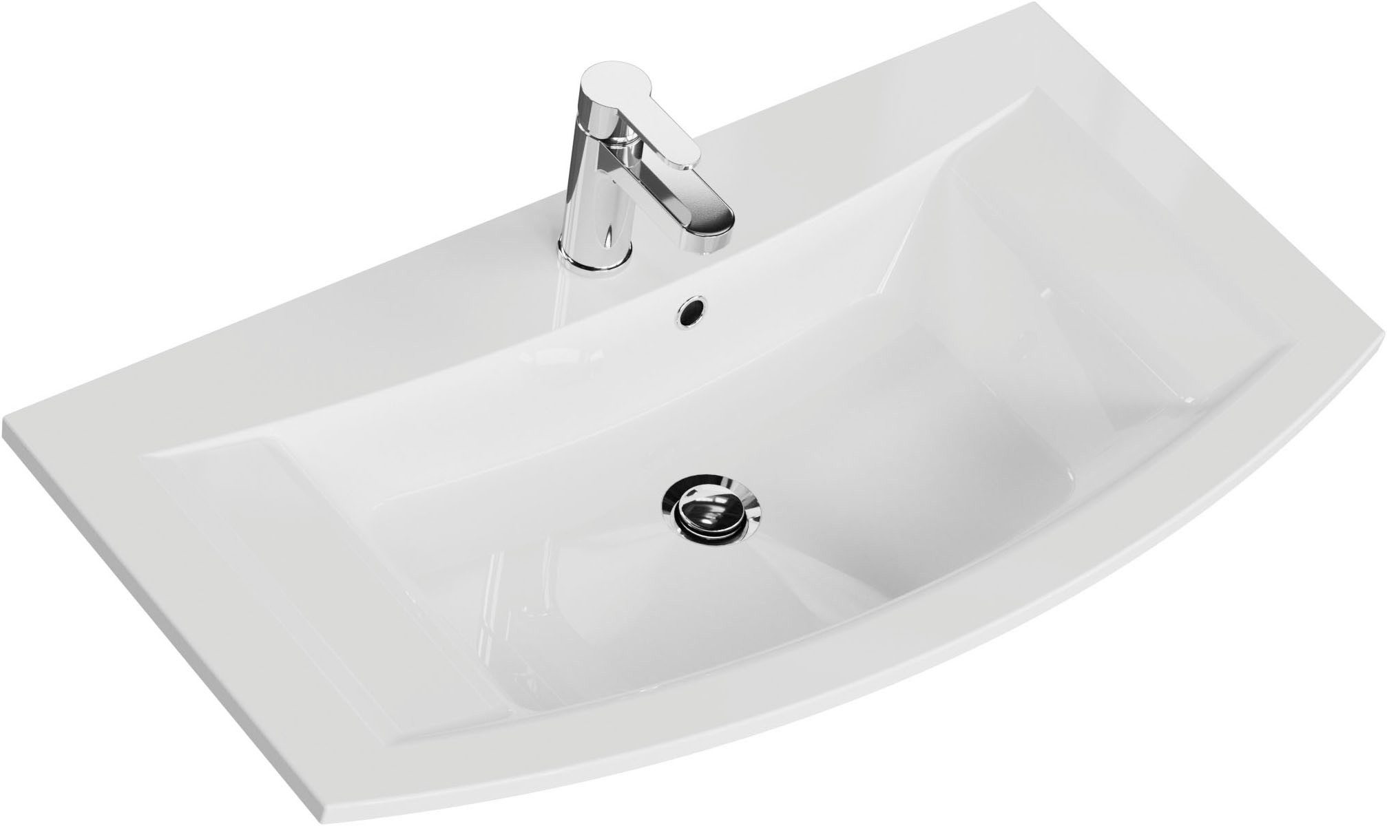 Saphir Waschtisch Serie 7045 Mineralmarmor-Waschtisch und Unterschrank, 91 cm breit, Waschplatz mit 2 Schubladen, Badmöbel Set mit Waschtisch – Bild 5 von 5