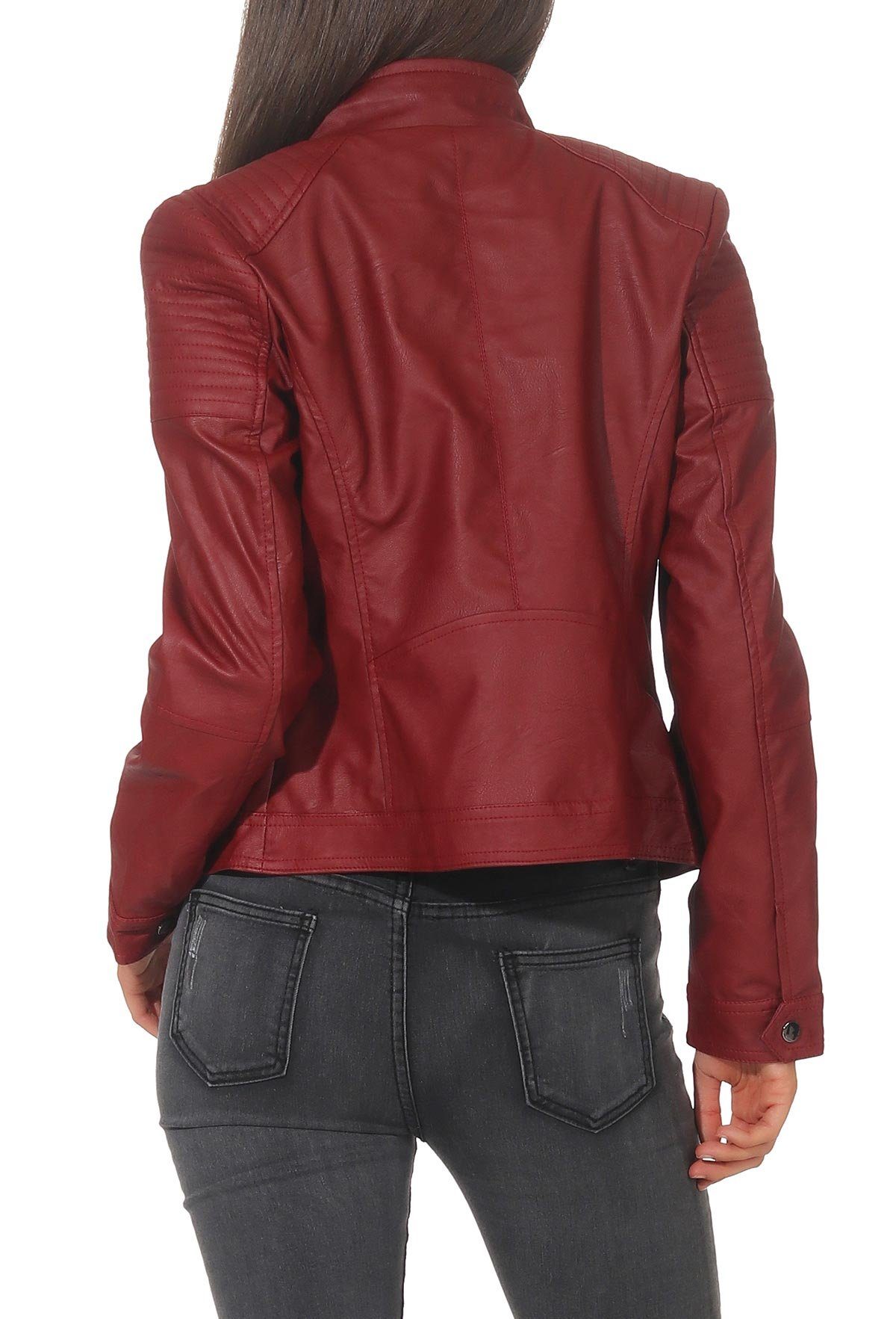 malito more than fashion Lederimitatjacke malito Damen Jacke, Kunstleder Jacke, Jacke mit Zipper, lässige Bikerjacke kurz geschnitten Slim Fit
