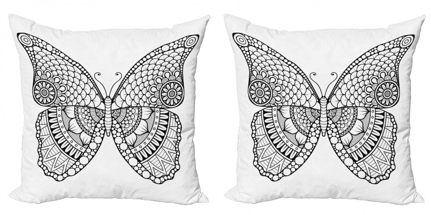 Grafik Henna Modern Accent Abakuhaus Doppelseitiger Schmetterling Monochrome Digitaldruck, Stück), (2 Kissenbezüge