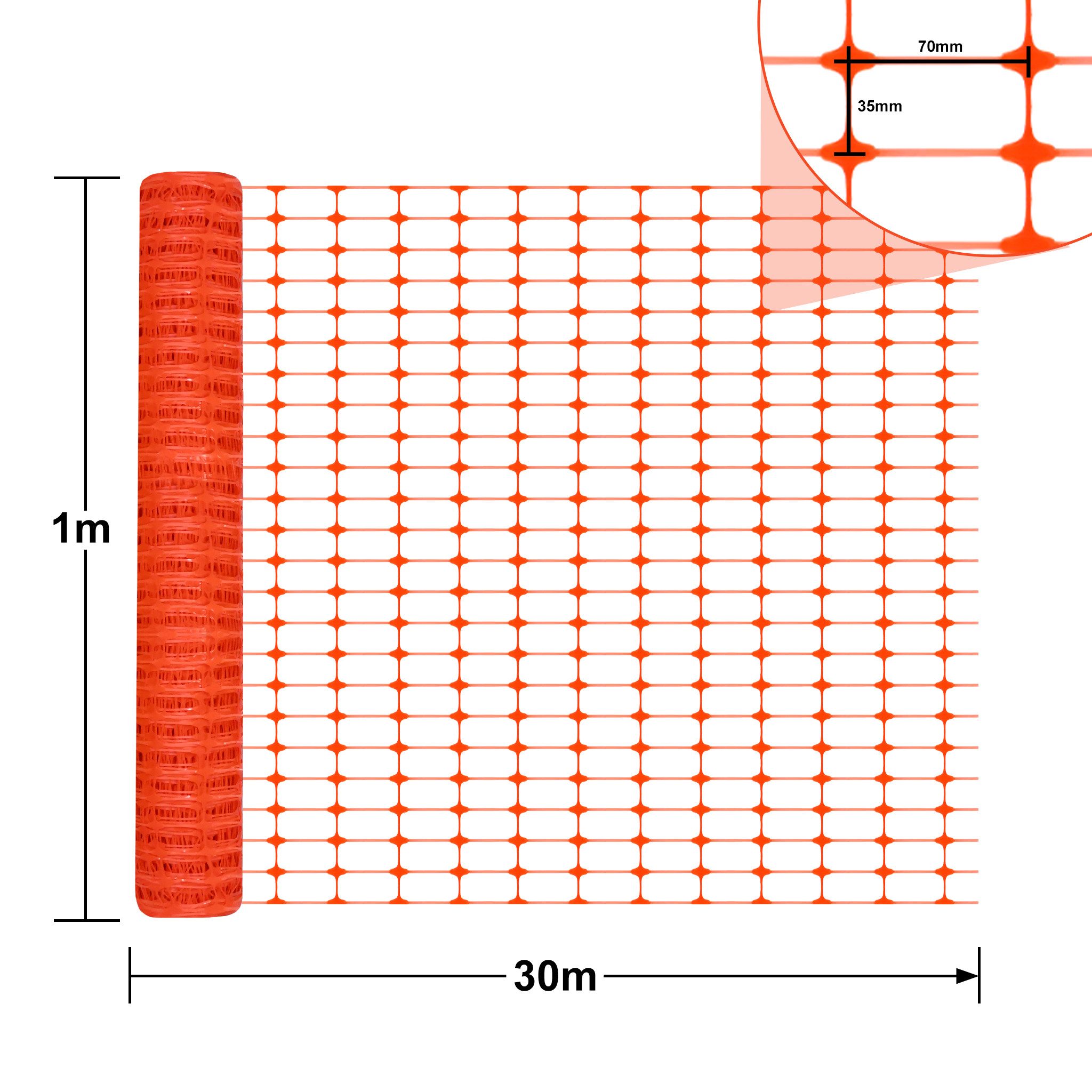 FIVMEN Gartenzaun 1x30m/50m/80m Absperrzaun Bauzaun Begrenzungszaun, 100 cm hoch, Nutztierzäune Schutznetz aus Kunststoff Geschnitten, Orange