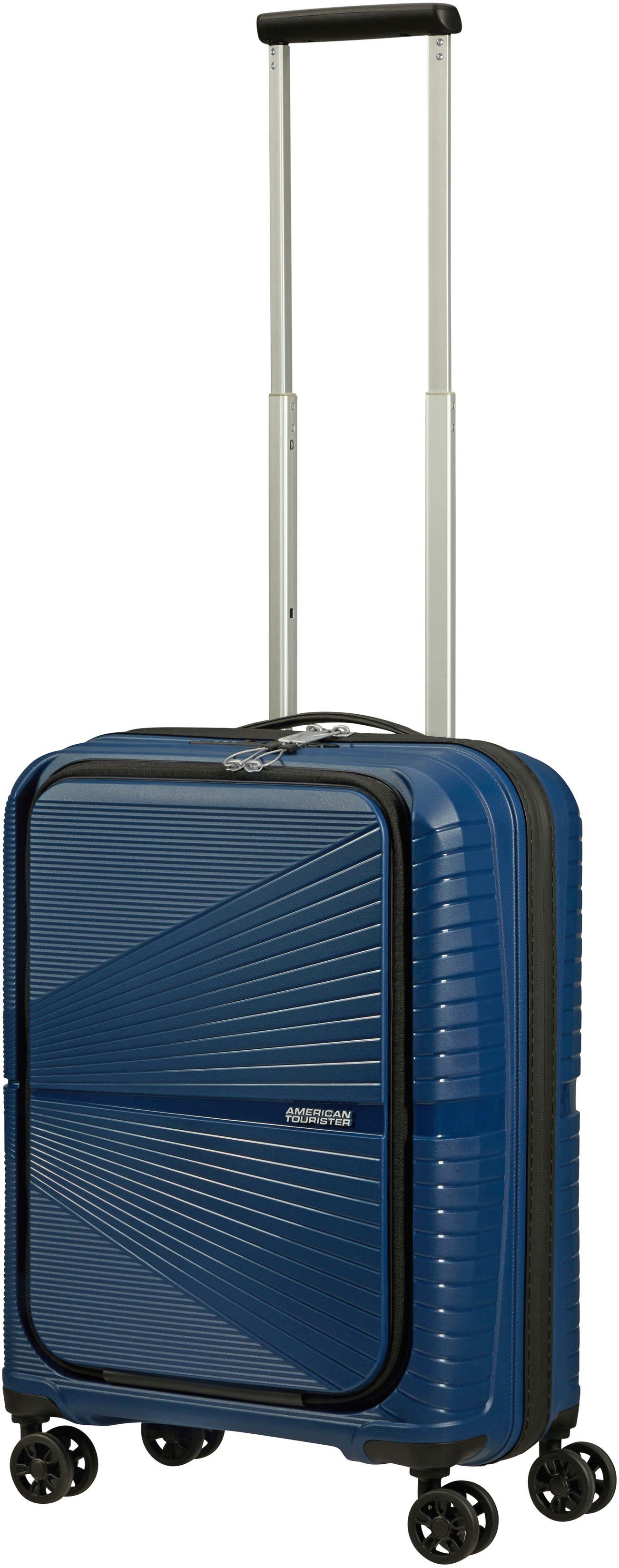 American Tourister® Hartschalen-Trolley Airconic, 55 cm (20 cm), 4 Rollen, mit 15,6-Zoll Laptopfach, Tabletfach und USB-Schleuse Midnight Navy