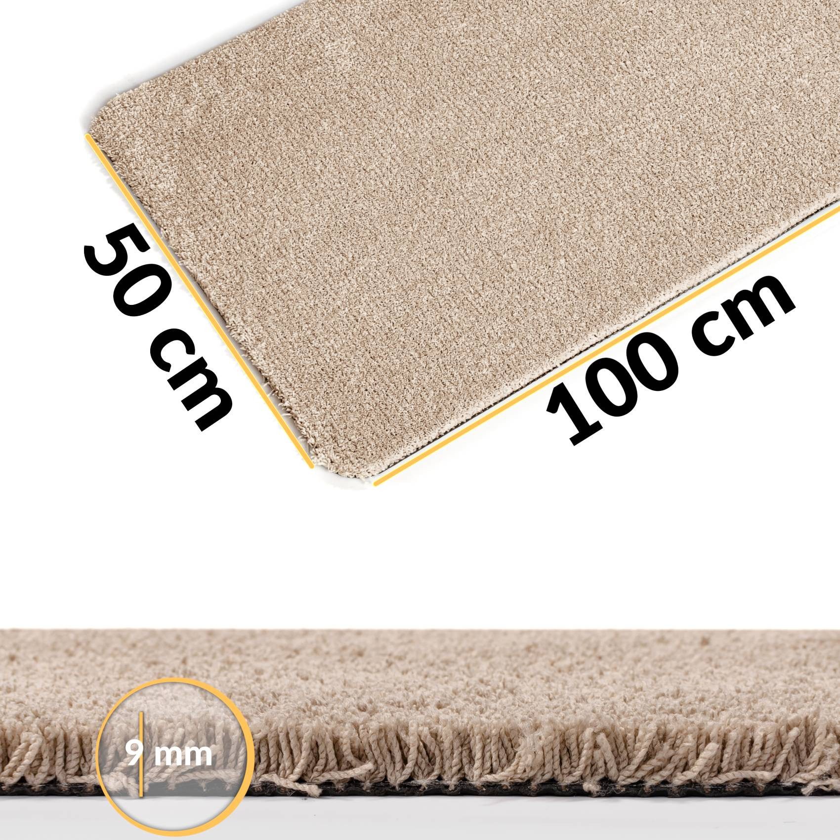 ANRO Badematte SWEET Teppichmatte Badvorleger Fußmatte, Höhe 9 mm, pflegeleicht, wasserundurchlässig, strapazierfähig, rutschfest, schmutzabweisend, PES, Eckig, Textil