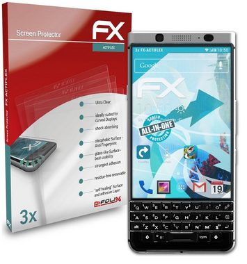 atFoliX Schutzfolie Displayschutzfolie für Blackberry KeyOne, (3 Folien), Ultraklar und flexibel