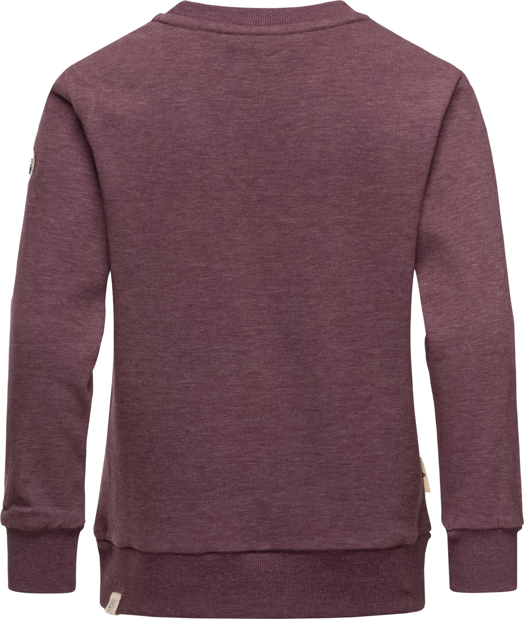 Ragwear Sweater Evka Print Mädchen Organic Sweatshirt stylisches coolem pflaume mit Print