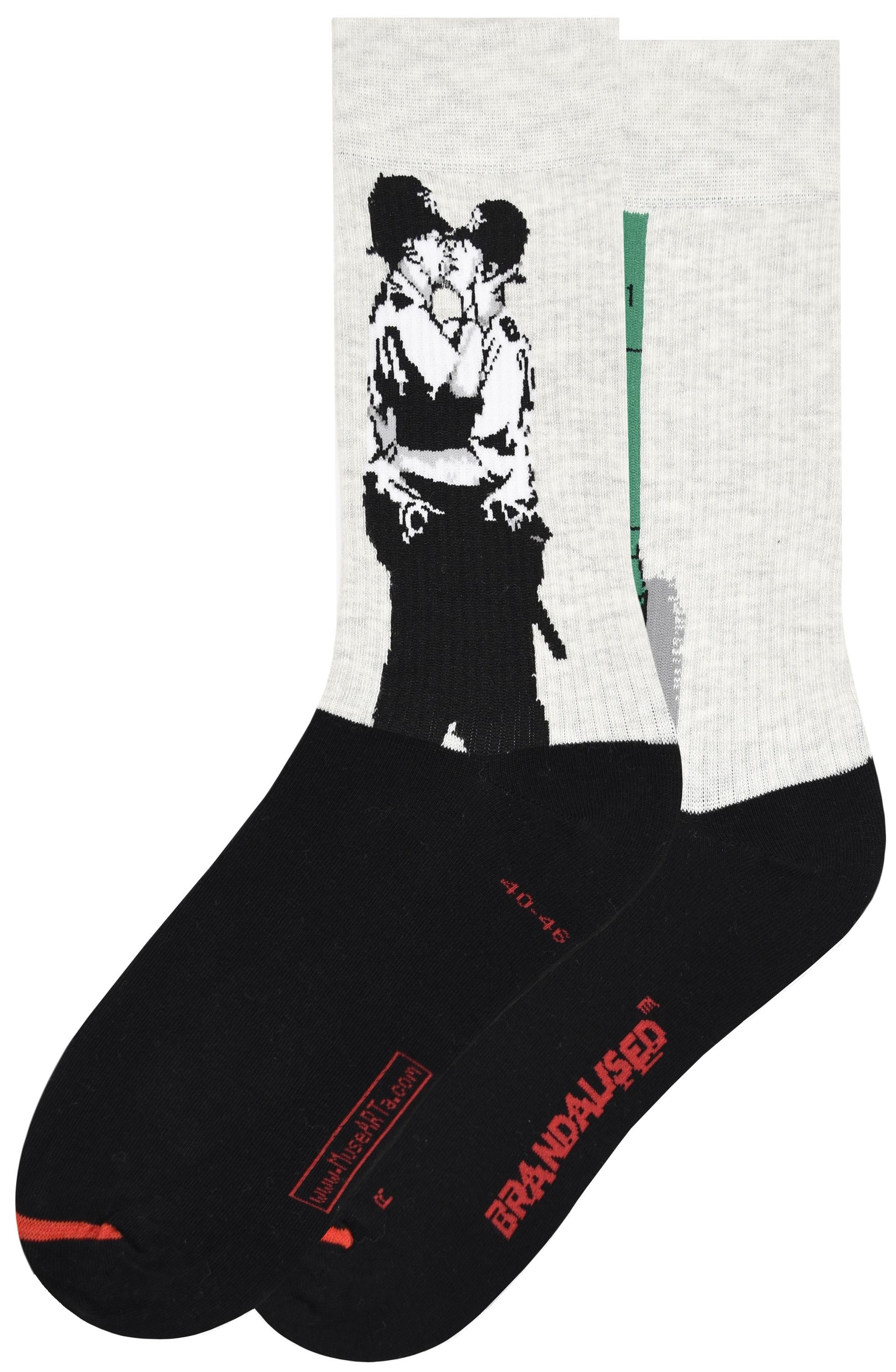 MuseARTa Langsocken The world's most famous Graffiti - Kissing Coppers (Packung, 1-Paar, 1 Paar) Kunstwerke Socken Strümpfe, Herren oder Damen Socken Kunst-Motiv