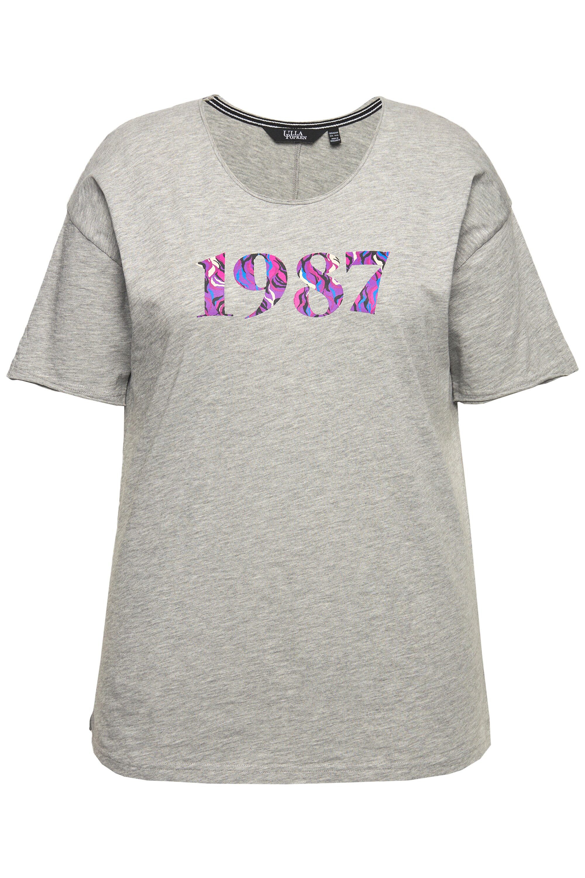 Ulla Popken T-Shirt T-Shirt Zahlen Oversized Rundhals Halbarm günstig online kaufen