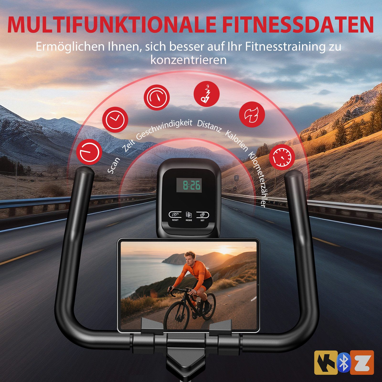 Advamsoler Heimtrainer Indoor-Fahrrad für das Heim-Fitnessstudio, Indoor Cycling Spin Bike (1-tlg., mit App & LCD-Display & Tablet-Halterung), für Fitness-Cardio-Workout