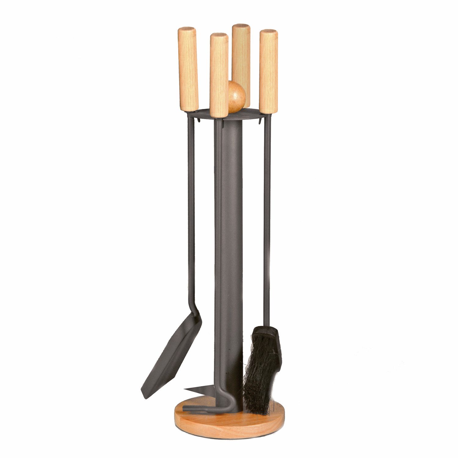 Raik Kamingarnitur Raik Kaminbesteck, 4-teilig, anthrazit beschichtet, Holzgriffe, 64cm