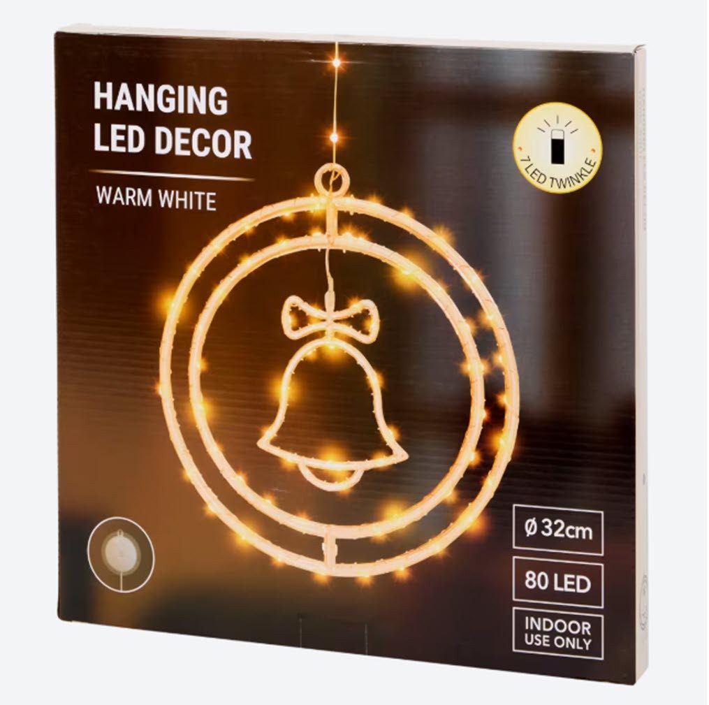 Spectrum LED Dekofigur Deko-Ring hängend 78 LED Durchm. 32 cm Hanging LED Dekor, LED fest integriert, warmweis