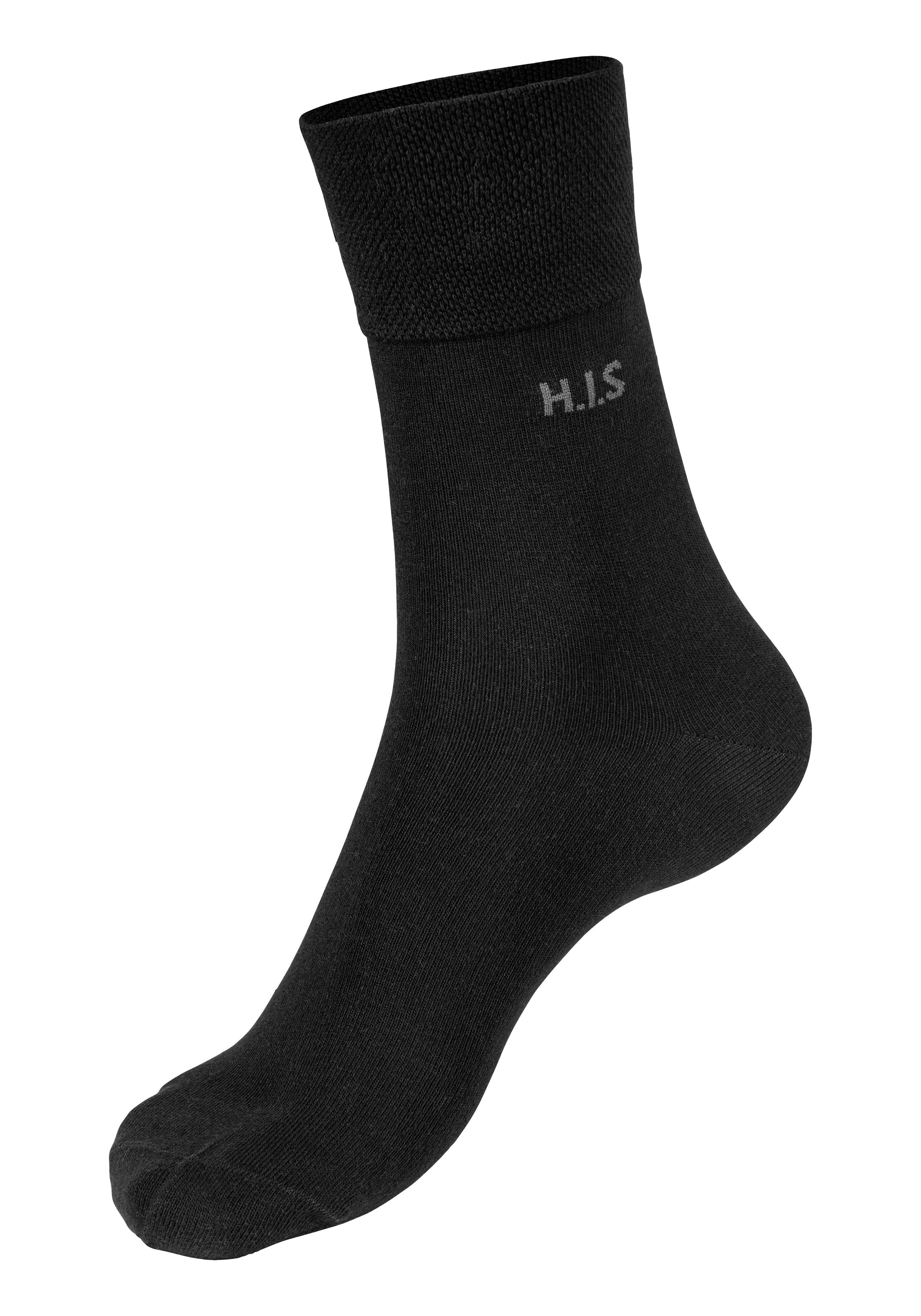 Gummi ohne 12x 12-Paar) einschneidendes schwarz H.I.S Socken (Packung,