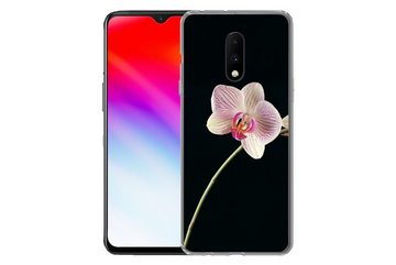 MuchoWow Handyhülle Orchidee - Blumen - Schwarz - Rosa - Knöpfe, Phone Case, Handyhülle OnePlus 7, Silikon, Schutzhülle