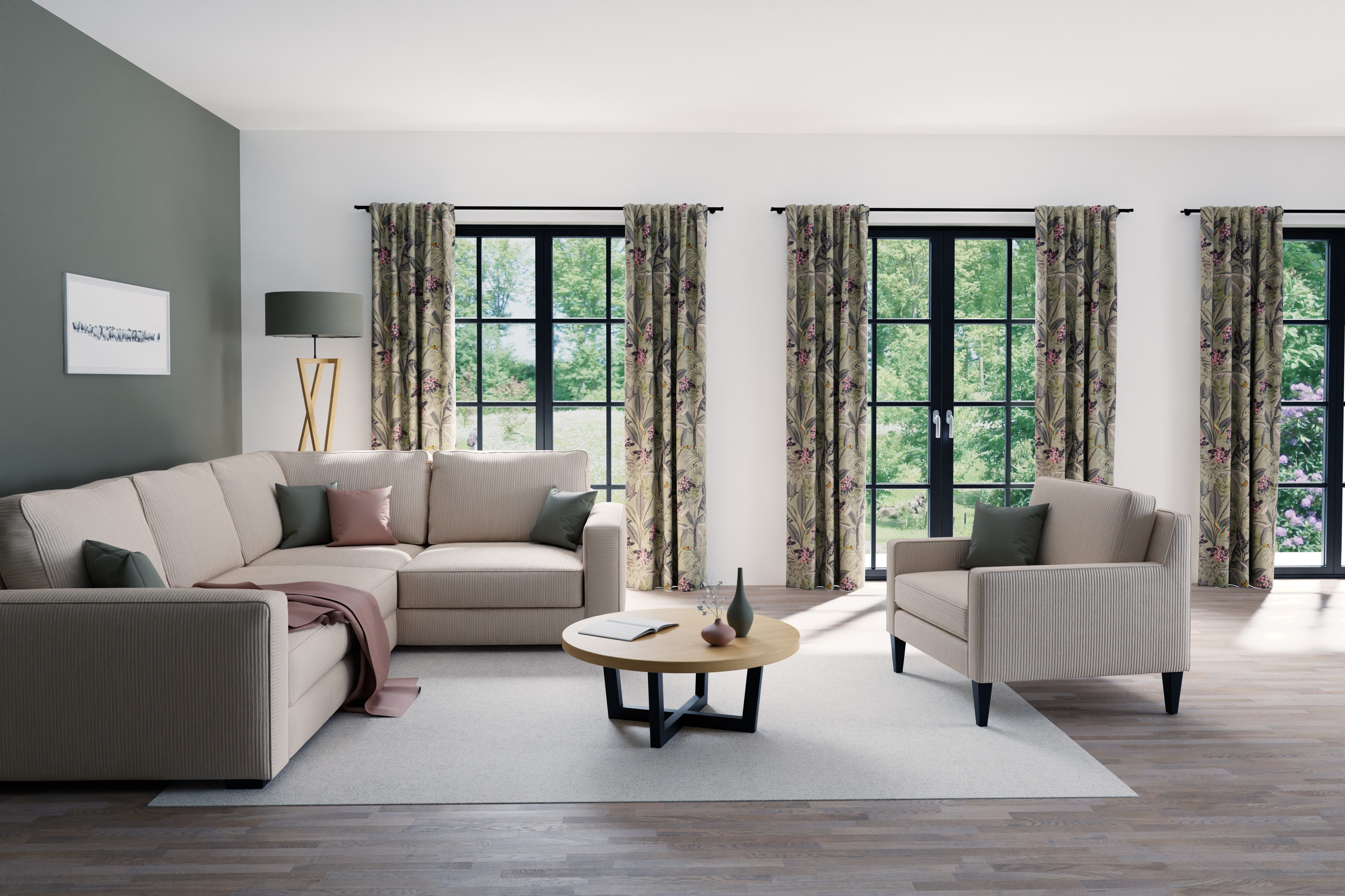 HOMING Vorhang Kelani (1 St), verdeckte Schlaufen, blickdicht, Jacquard, blickdicht, floral, Blumen, Wohnzimmer, Schlafzimmer