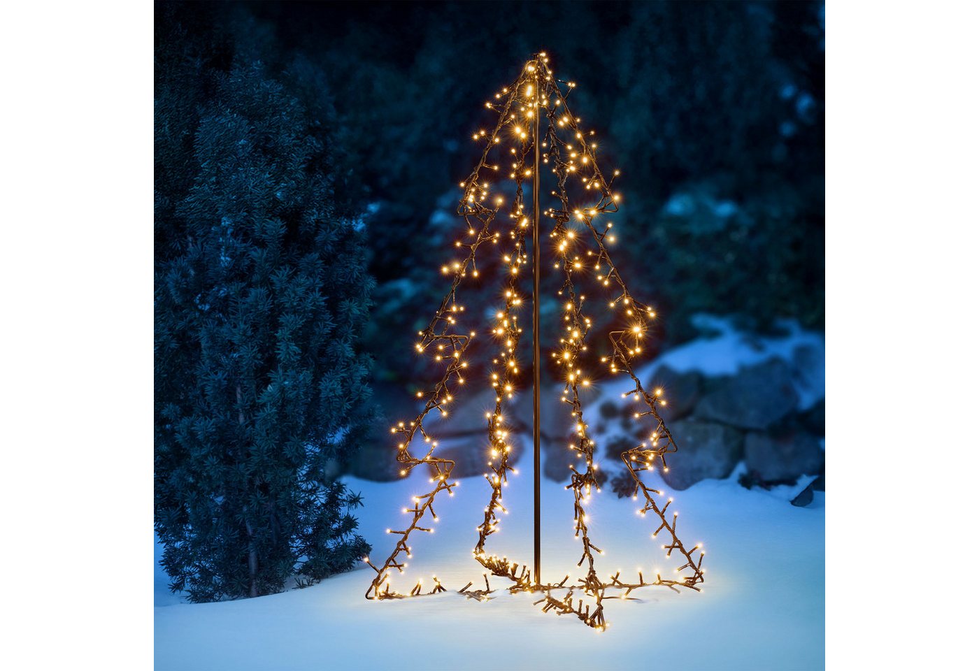 OTTO home LED Baum LED-Outdoor Tannenbaum CALLANA, Timerfunktion, LED fest integriert, Warmweiß, Timer, IP44, Metallrahmen, 5 m Zuleitung