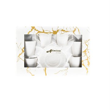Almina Tasse 6 Personen Kaffee-Tassen-Set - Weiße Tassen 200ml - 12 Teile