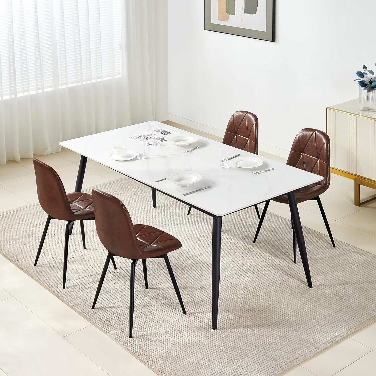 EUGAD Esszimmerstuhl (4 St), 4er Set, Drehstuhl, Ergonomisches Design günstig online kaufen