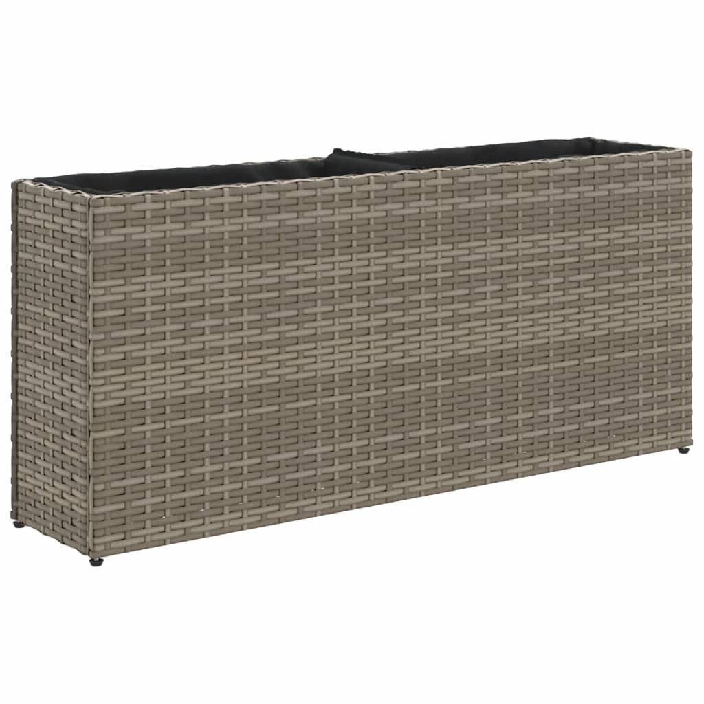 vidaXL Hochbeet Hochbeet mit 2 Fächern Grau 90x20x40 cm Poly Rattan (1 St)