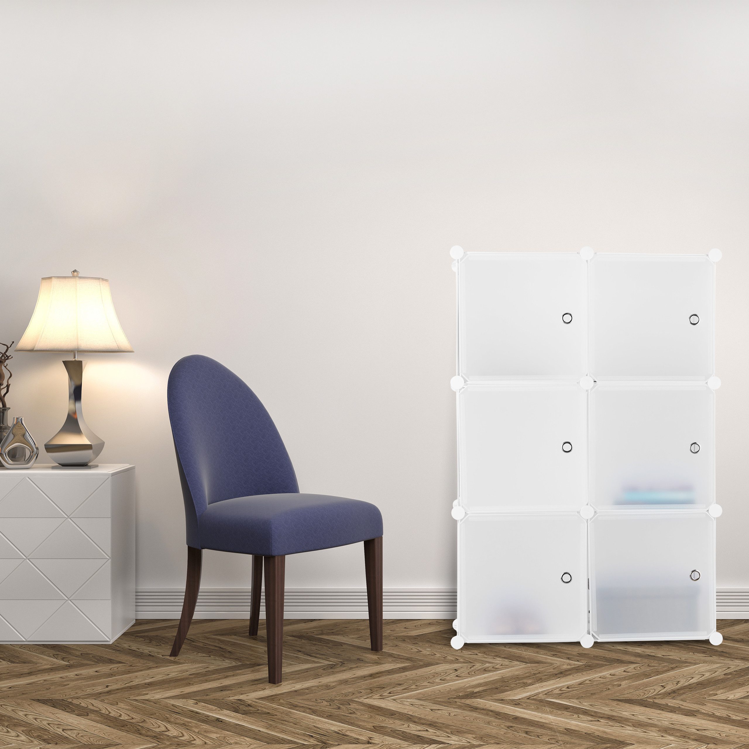 relaxdays Steckregal Regalsystem mit 6 Türen, weiß günstig online kaufen