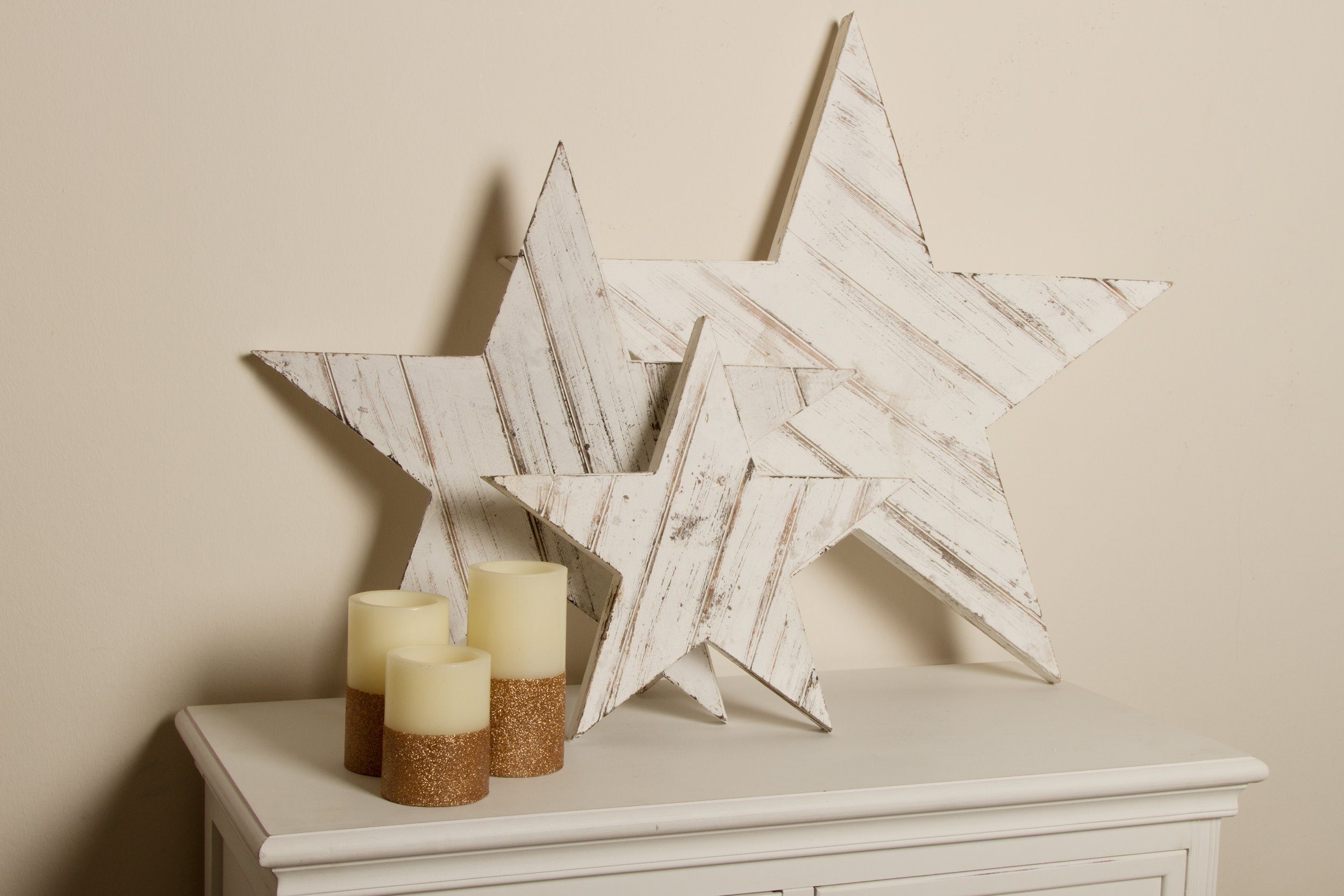 Wohnando Dekofigur Weihnachtssterne 3er Set 'White Star', Weihnachtsdeko we günstig online kaufen