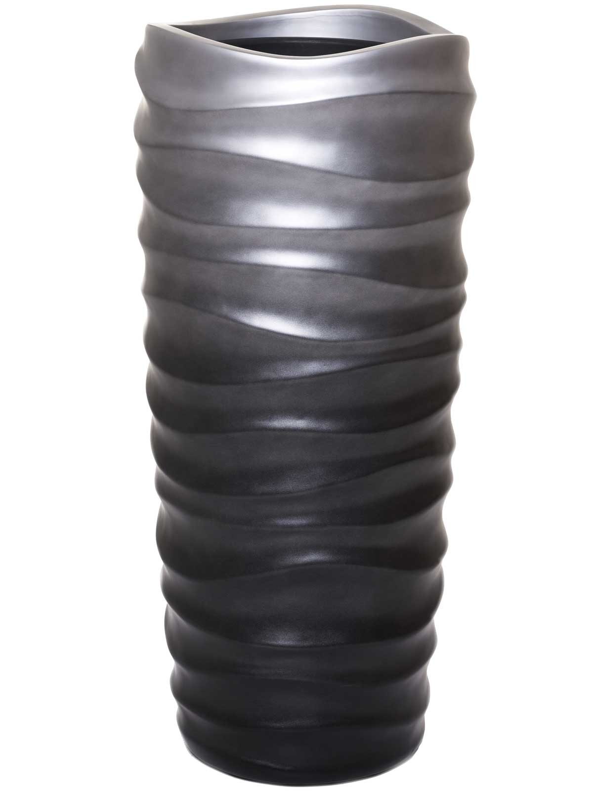 VIVANNO Bodenvase Fiberglas CORRIDA Säule - Silber Seidenmatt Mit Muster (1 St), 33x33x76 cm