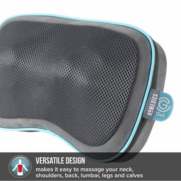 HOMEDICS Shiatsu-Massagekissen Akku Gel Massage Kissen Reisekissen Nacken Rücken Schulter, mit Wärmefunktion, integrierten Bedienelementen und Reisetasche