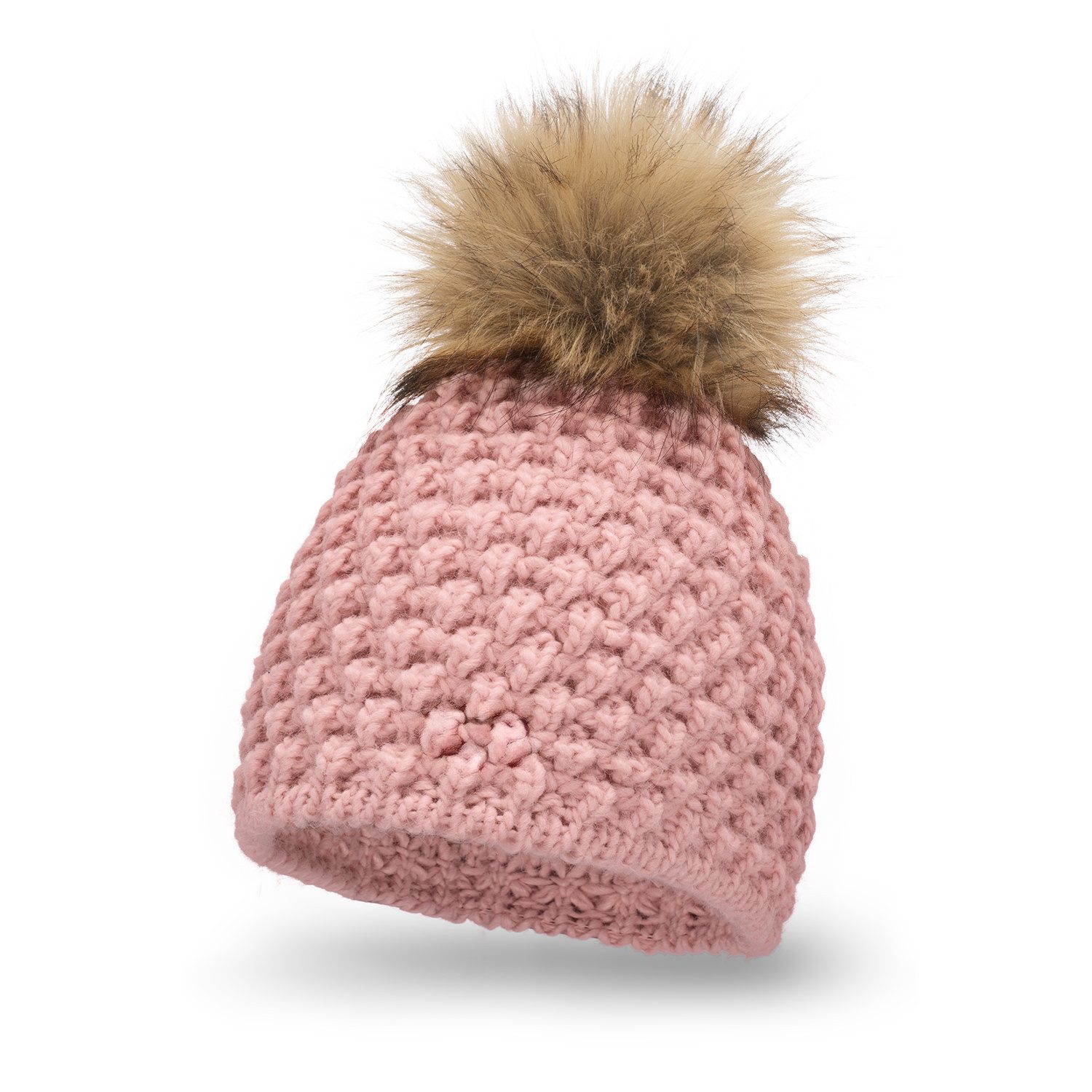 WITORU Bommelmütze Warme Damen Strickmütze / Wintermütze - Mütze - mit Naturwoll-Anteil