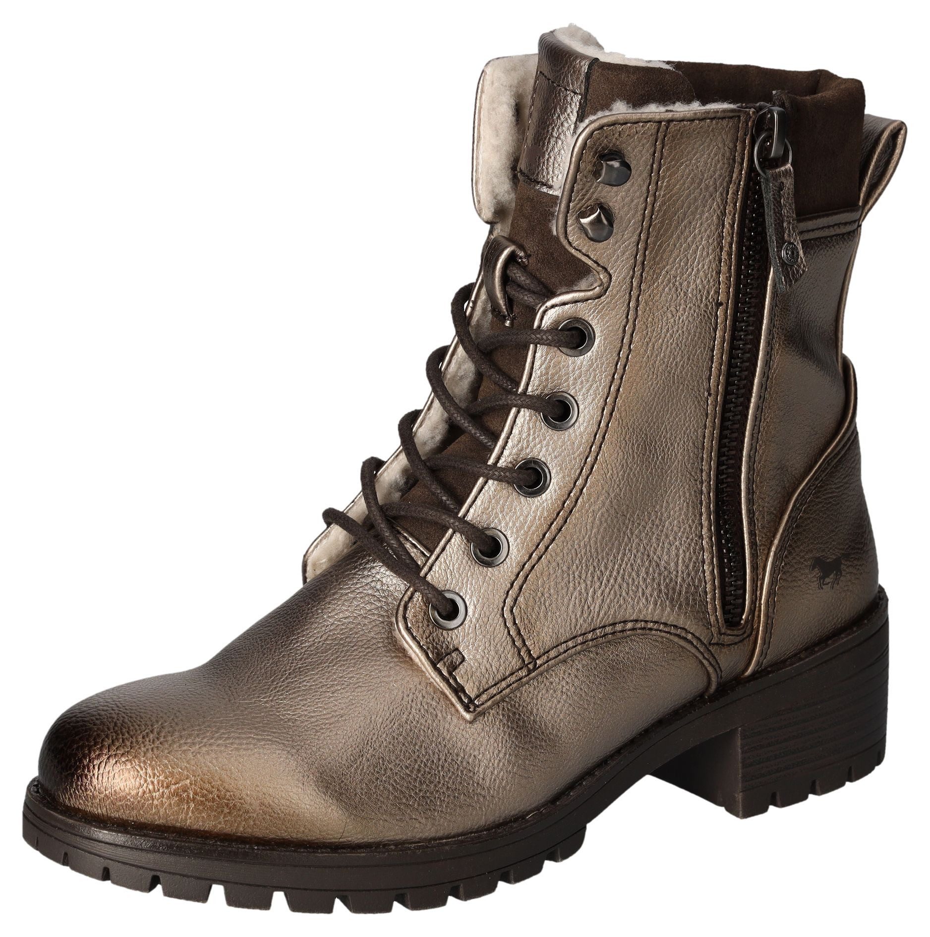 Mustang Shoes Schnürboots, Schnürstiefelette, Blockabsatz, in günstig online kaufen