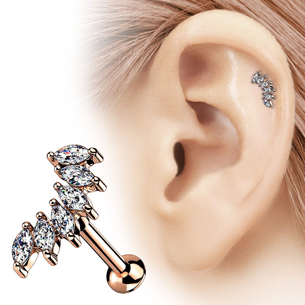 Taffstyle Piercing-Set Tragus Labret Piercing Stecker Kristall Marquise Sch günstig online kaufen