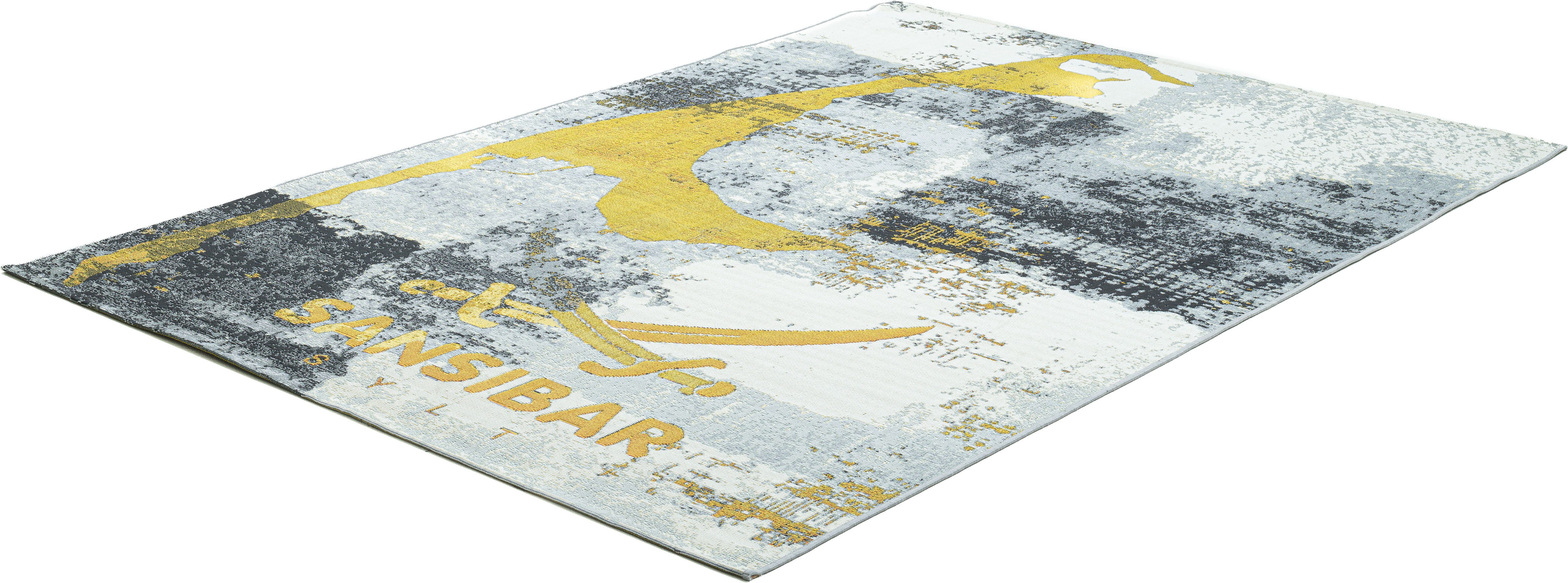 Sansibar Teppich Rantum Beach SA-028, rechteckig, Höhe: 3 mm, Flachgewebe, modernes Design, Motiv Sylt, In- und Outdoor geeignet