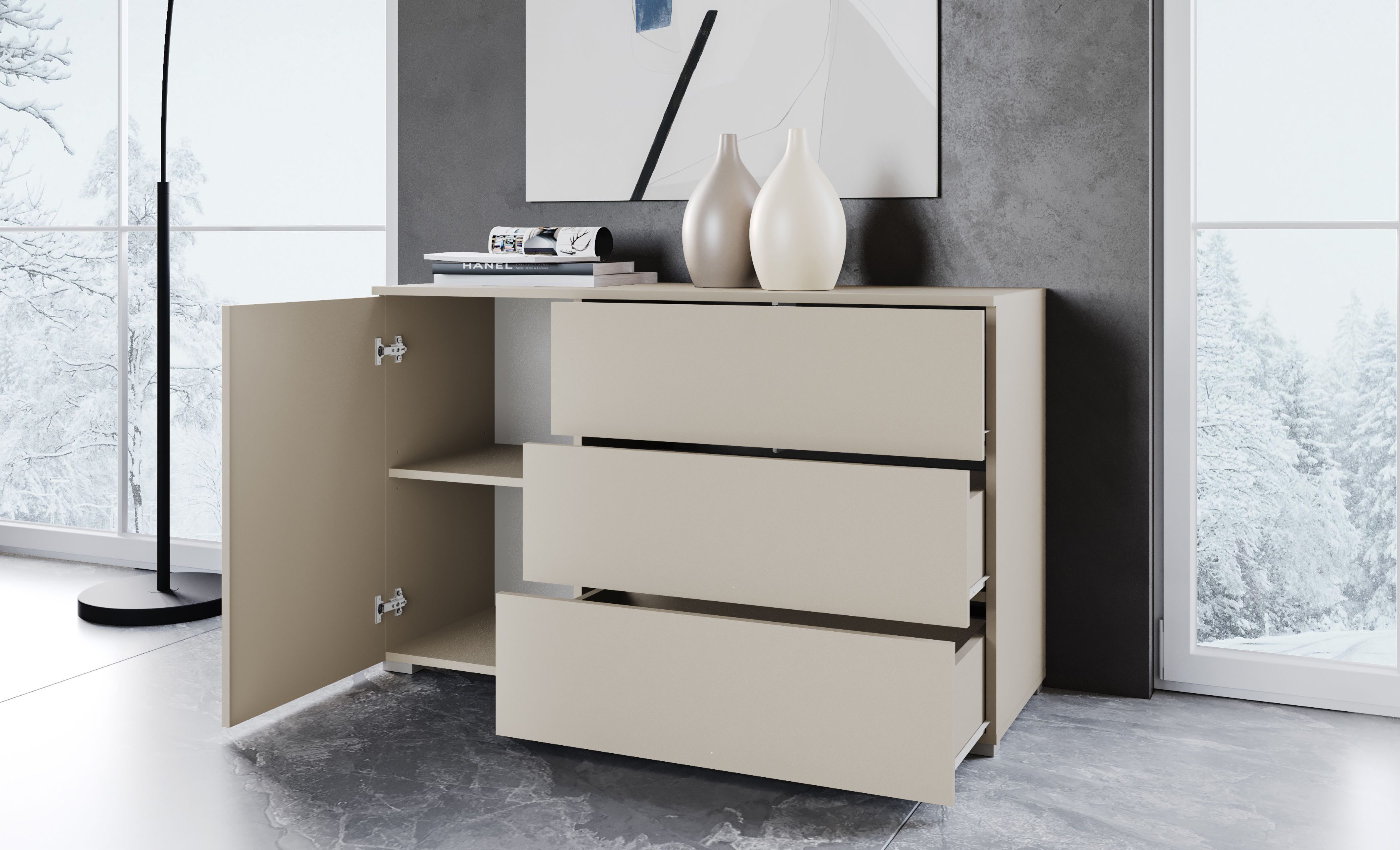 INOSIGN Sideboard PARIS (1 St), Moderne 110cm breite grifflose Kommode, vie günstig online kaufen