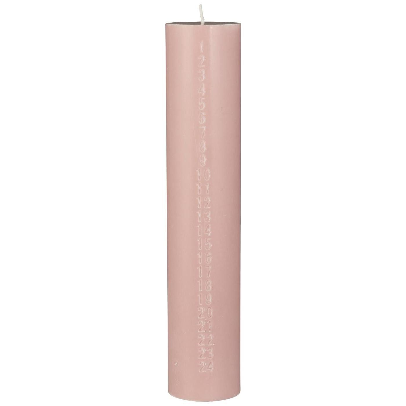 Ib Laursen Adventskerze Adventskerze Weihnachtskerze geprägte Zahlen Ash Grey Rot Rose, Höhe 30 cm, Ø 6 cm Brenndauer: ca. 120 Stunden geprägte Zahlen 1–24