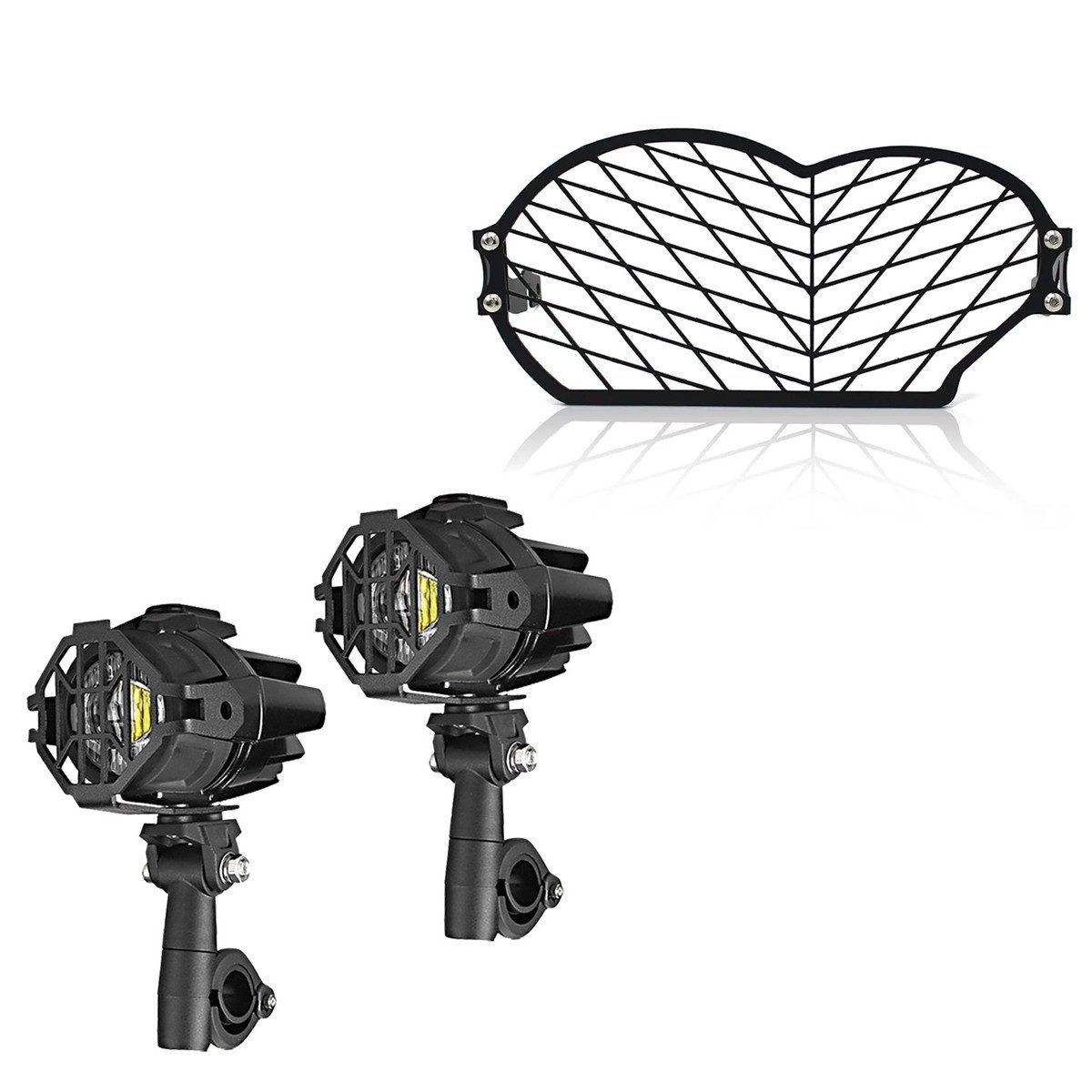 Lumitecs Halter LED Nebelscheinwerfer + Scheinwerfergitter passend für BMW R 1200 GS 0