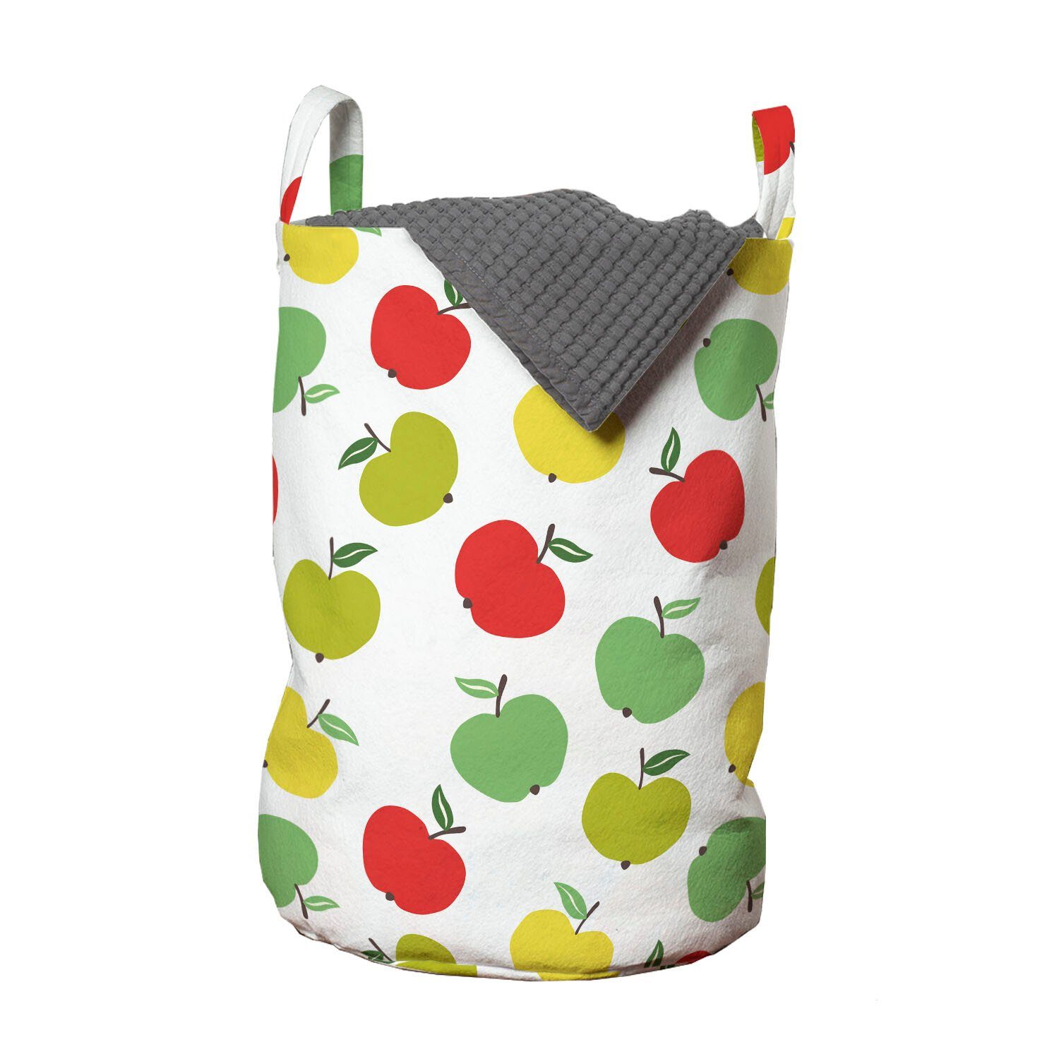 Obst Äpfel Simplistic Griffen für Waschsalons, mit Wäschesäckchen Abakuhaus Kordelzugverschluss Repetitive Wäschekorb