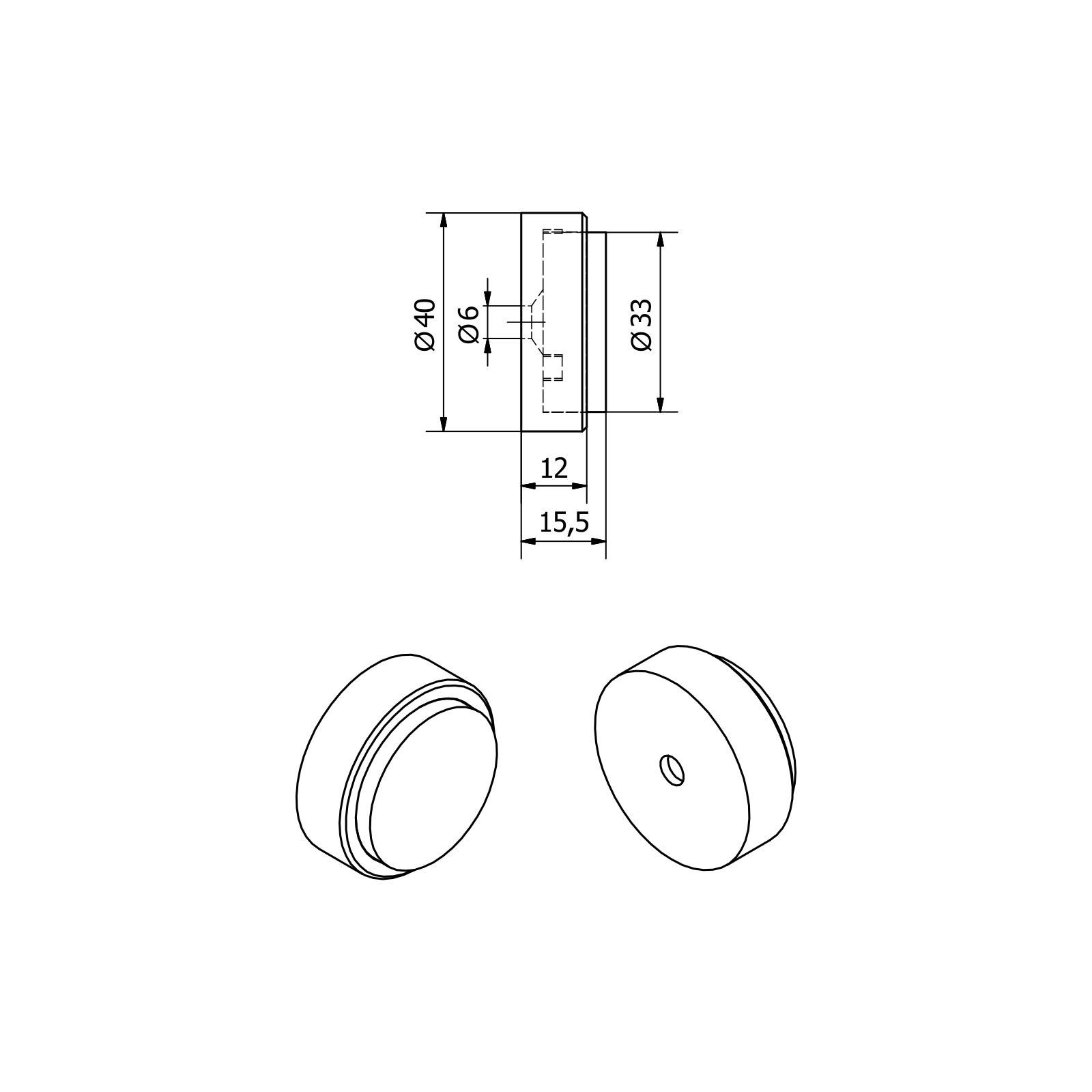 SO-TECH® Wandtürstopper Türstopper Edelstahl Ø 40 - 60 mm - verschiedene Varianten (1 St) – Bild 4 von 5
