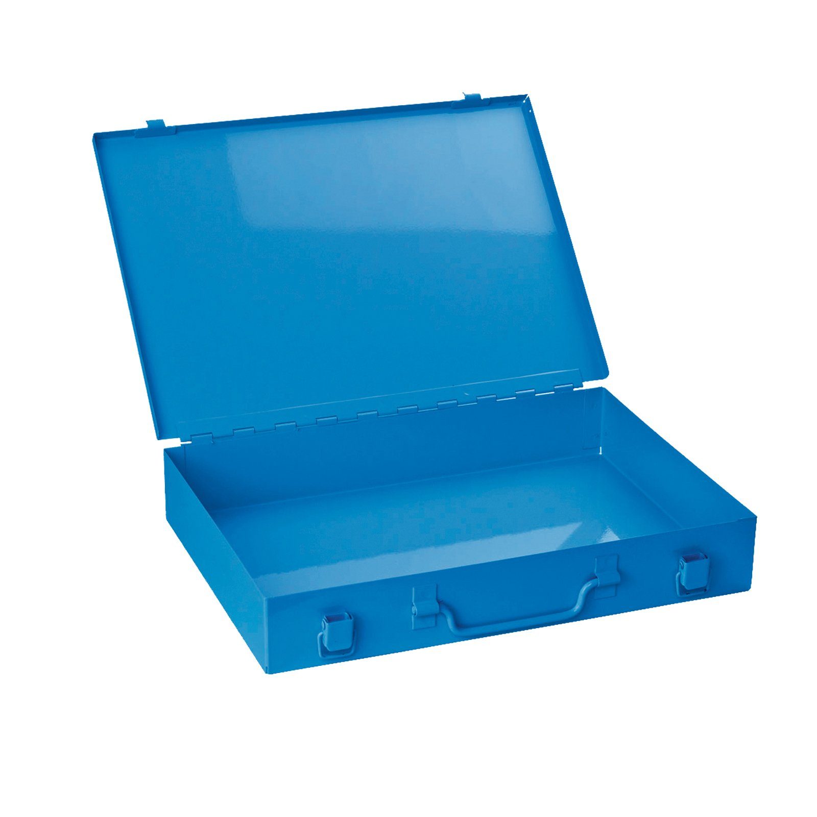 PROREGAL® Werkzeugkoffer Stahlblechkästen Blau mit HxBxT Himmelblau Spannverschluss, 5x24x33,5cm