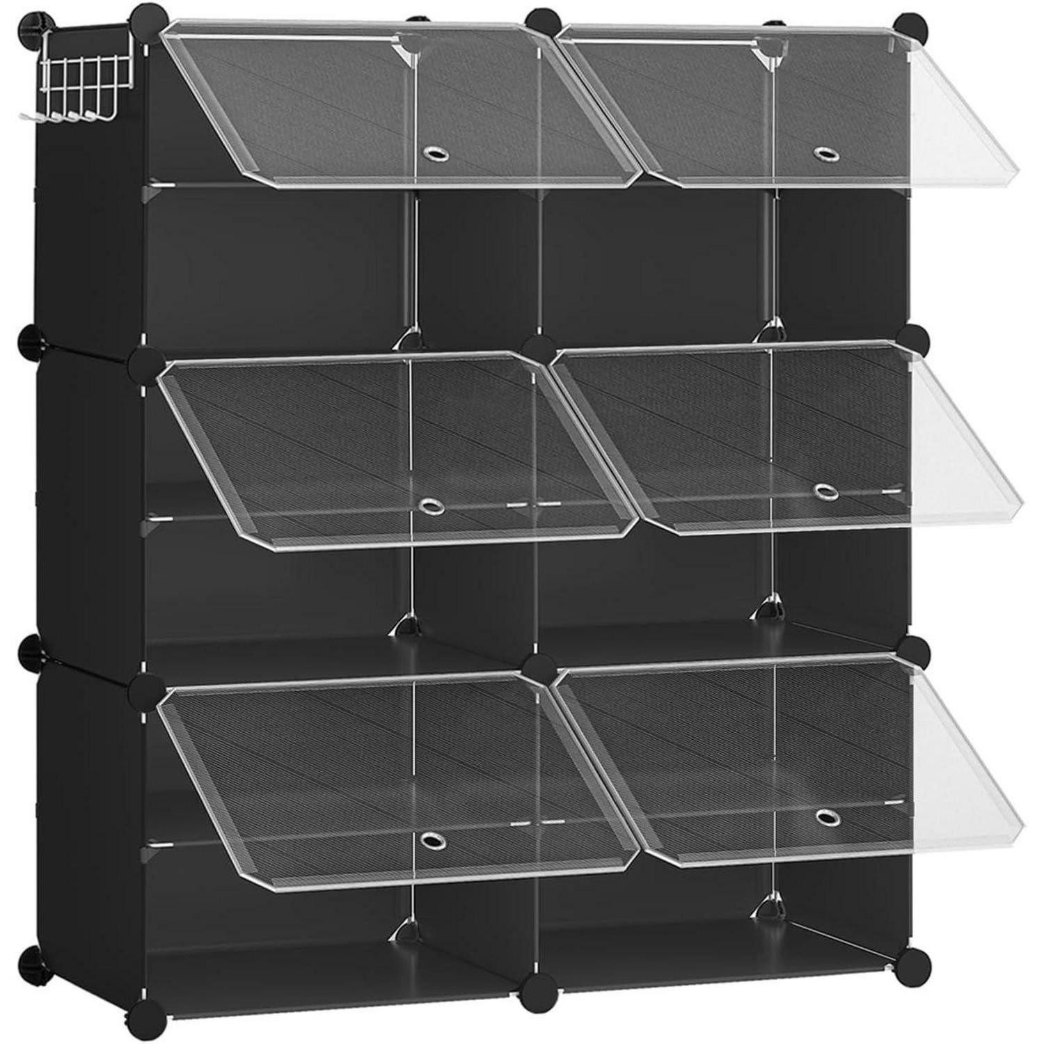 LuxusKollektion Schuhanstecker Schuhregal mit 6 Fächern und Tür für 24 Paar Schuhe 80 x 30 x 90 cm