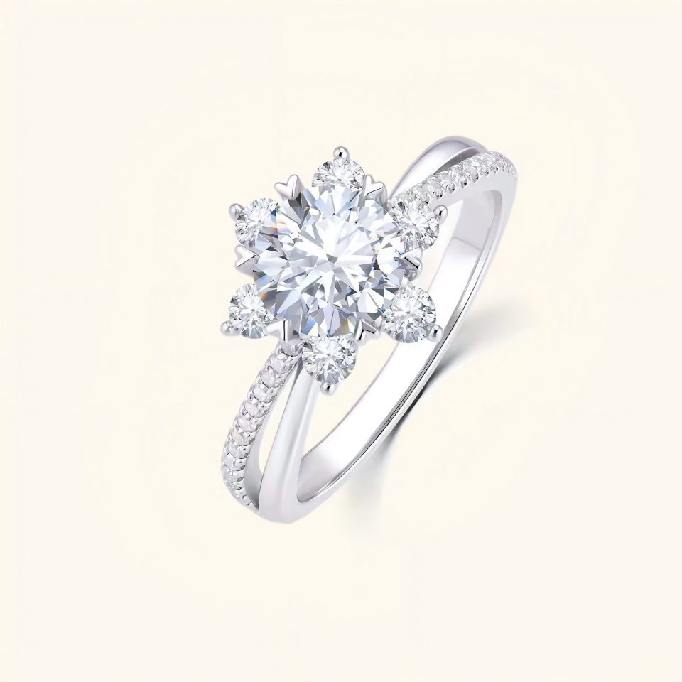 Jumpeak Diamantring 0.5ct Lab-grown diamond ring,Rund-Schliff,Eheringe,Goldring,14K Gold, D,VS1,Verlobungsring,Geschenk für Frau,Damen Ring,Jubiläum,diamantring