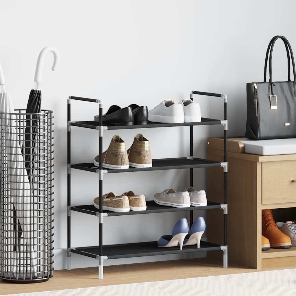 furnicato Schuhregal Minimalistisches 60 x 29 x 67 cm Schwarz, 1-tlg., Schuhregal-Ablage mit 4 Vliesböden, 2 Griffen und Wandhalterung