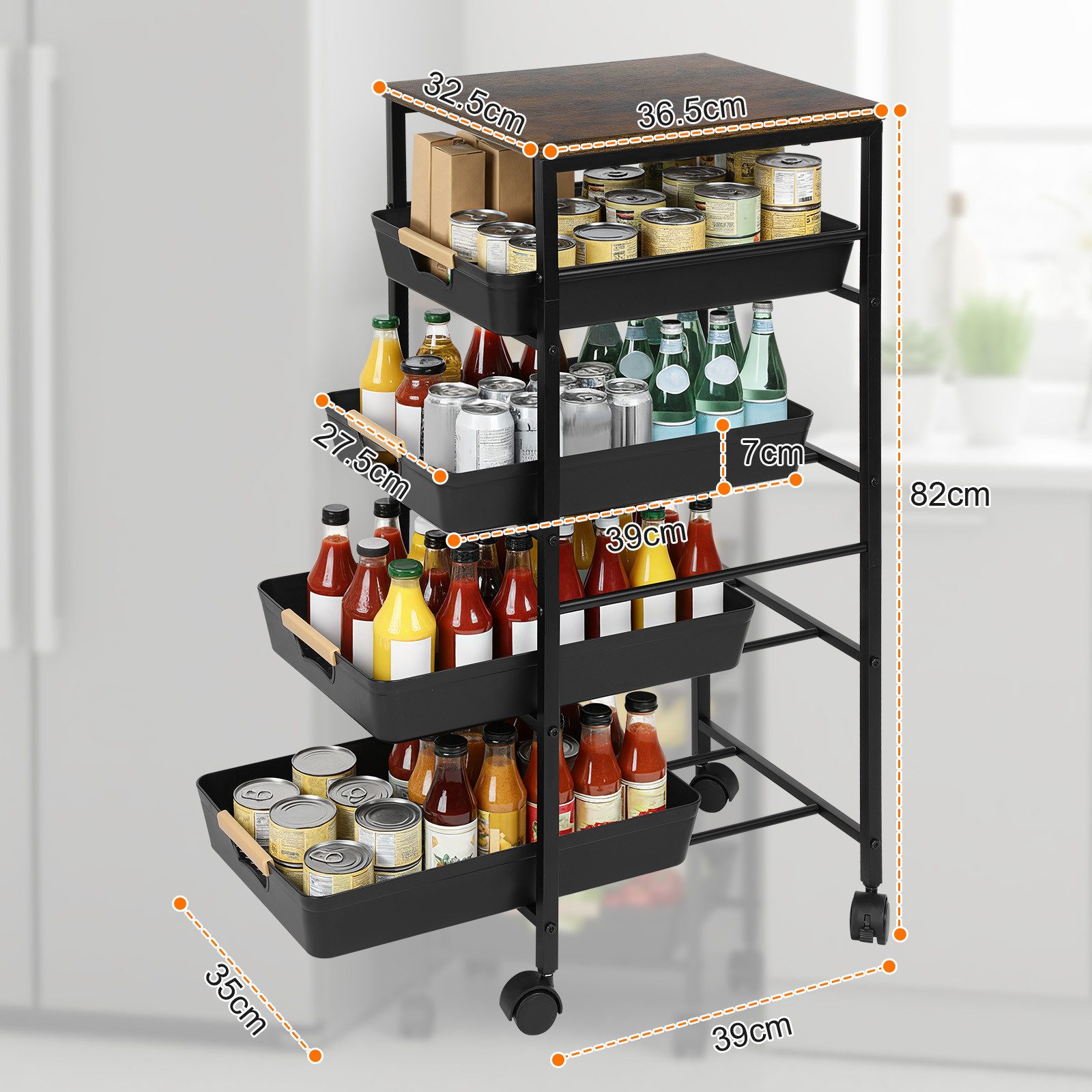 JOYOLEDER Küchenwagen Gemüseregal Küchenwagen mit Schubladen und Rollen 5-E günstig online kaufen