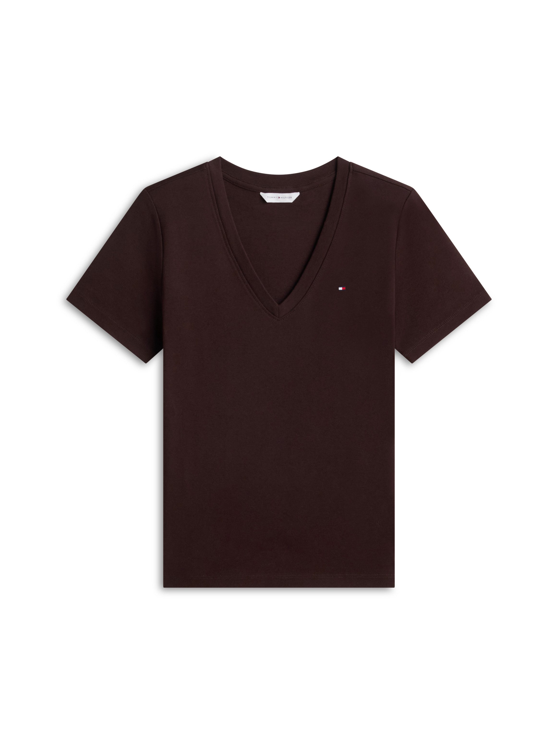 Tommy Hilfiger T-Shirt SLIM CODY V-NECK SHORT SLEEVE aus Baumwolle, Logostickerei, gestreift