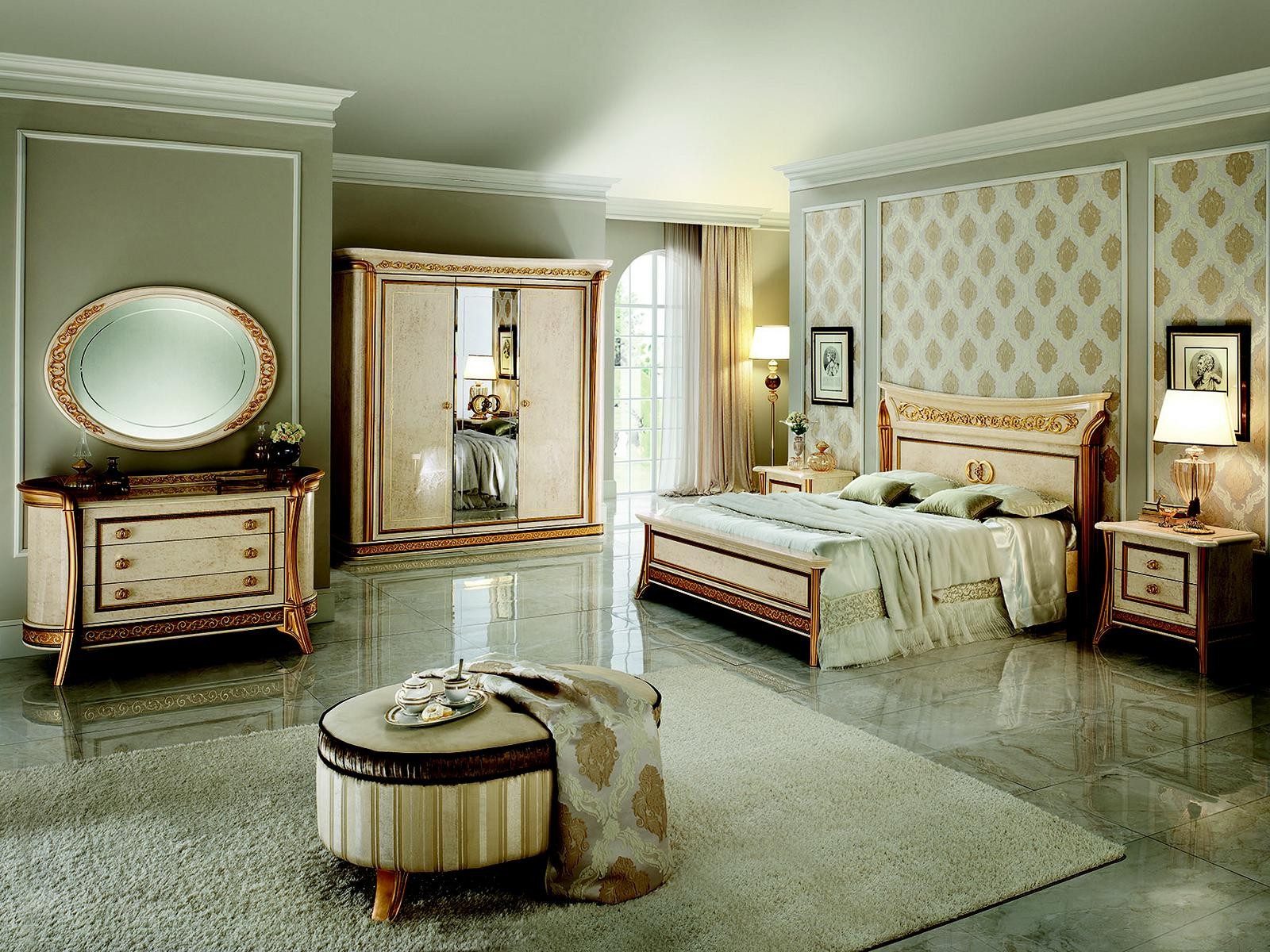 Xlmoebel Schlafzimmer-Set arredoclassic™ Melodia Barock Rokoko Bett mit Nachttisch 6tlg., (1-tlg), Made in Europa