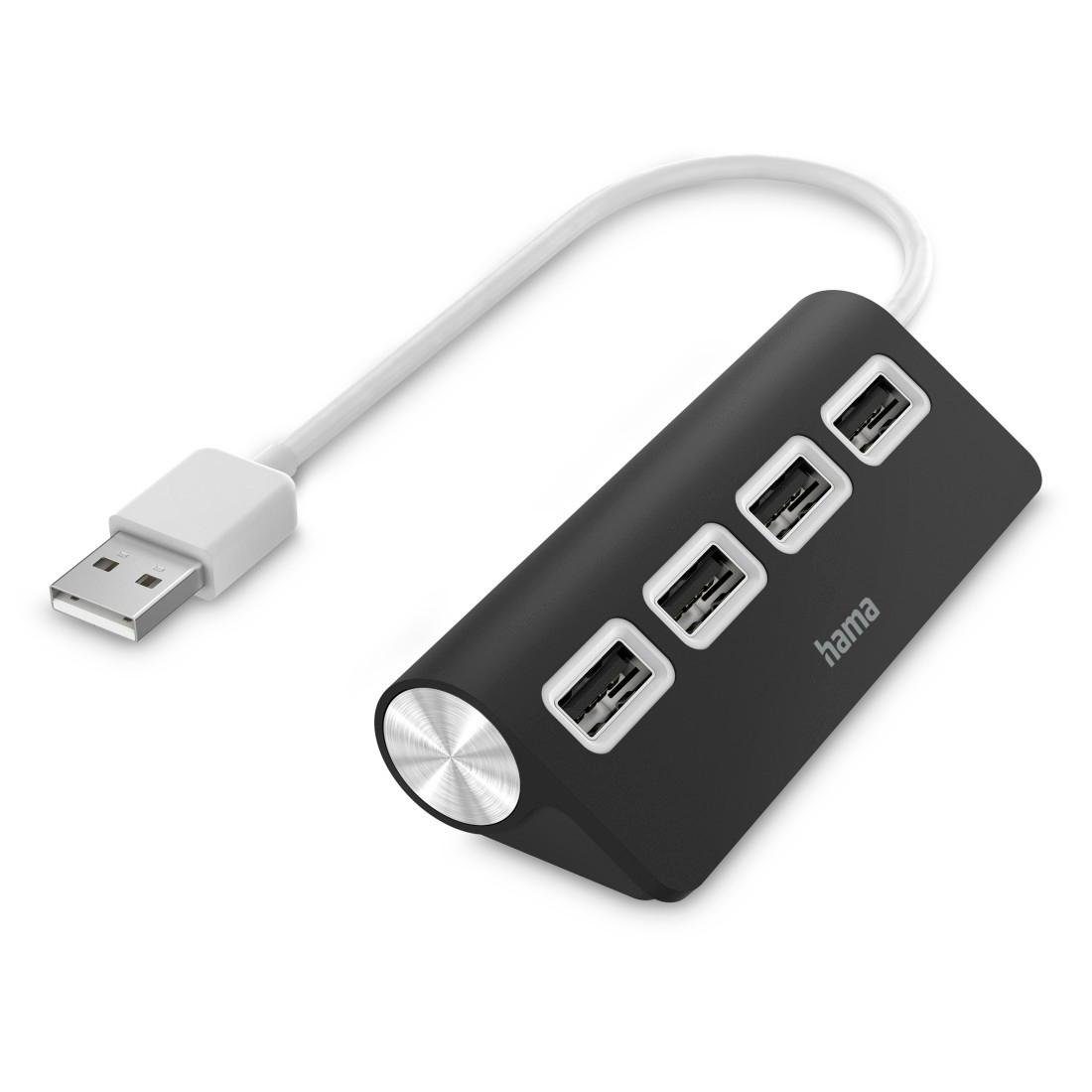 Hama USB-Hub mit 4 USB-A Ports, USB-A Stecker, 480 Mbit/s, 15 cm Kabellänge USB-Adapter USB Typ A, 15 cm, Verbinden von PC, Notebook, Tablet mit USB-Stick, Tastatur, Drucker