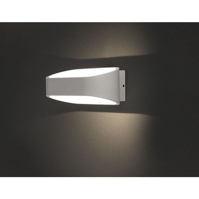 Licht-Erlebnisse Außen-Wandleuchte HAVANA LED fest integriert Warmweiß LED Wandlampe Up Down Aluminium Weiß 430lm IP54 Außen Haus