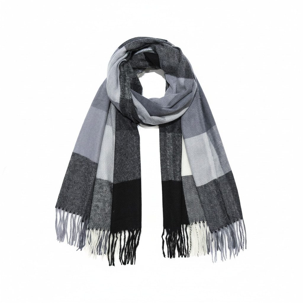Faera Modeschal Eleganter Schal mit Muster - Leichter Stoff - Herbstmode, (1-St), 9406 in Schwarz