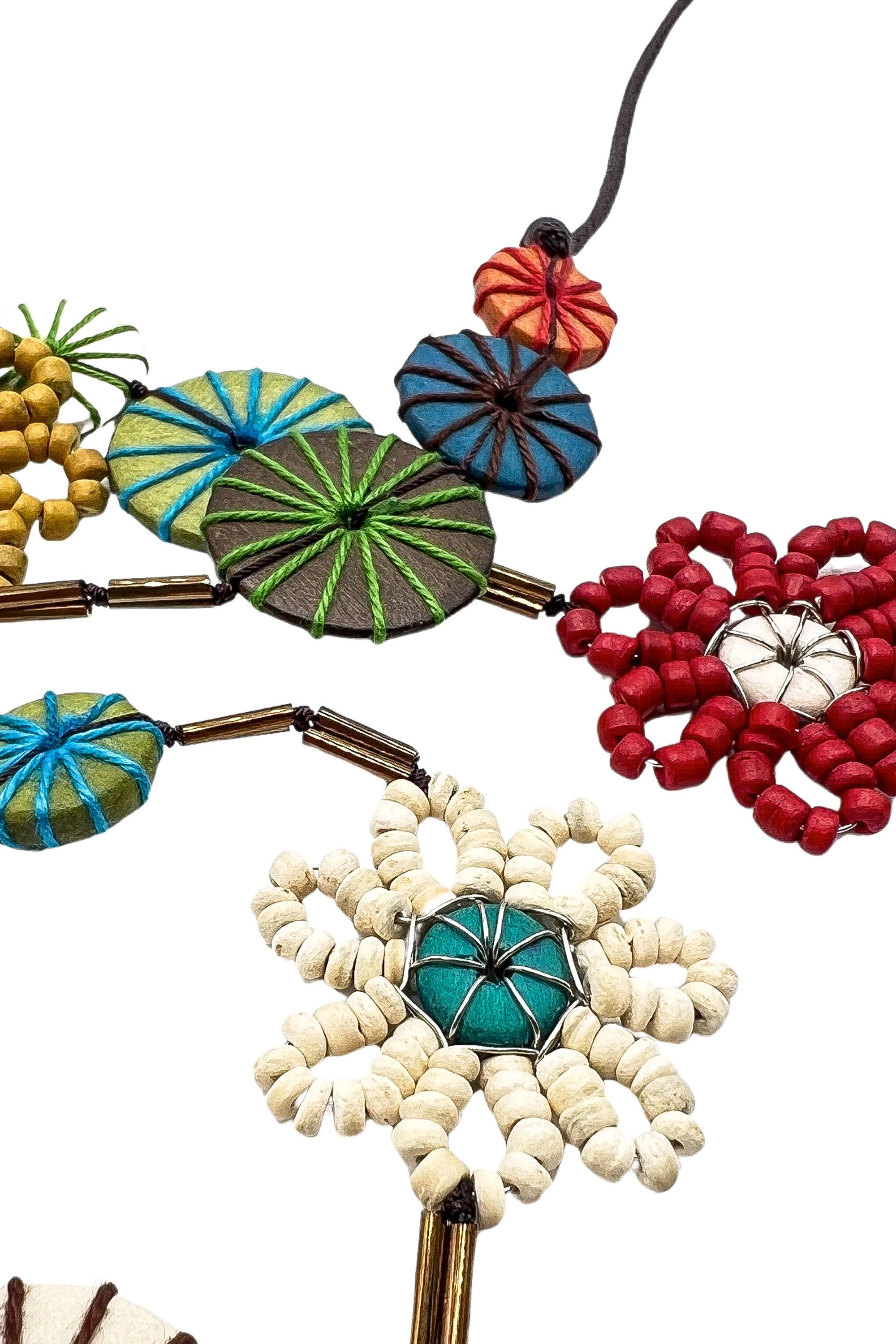 COLLEZIONE ALESSANDRO Lange Kette Esha, mit flachen, umwickelten Holzperlen