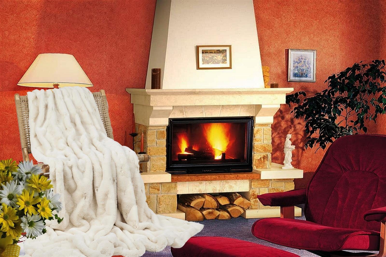 Wohndecke Webpelzdecke Felldecke Kuscheldecke Plaid 150x200 Rhombus creme 40082, Star Home Textil