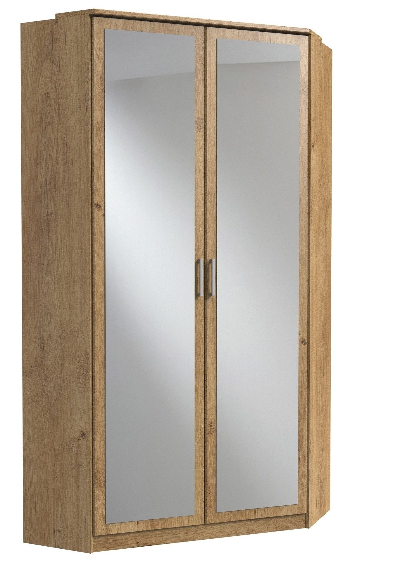 freiraum Eckkleiderschrank Click Plankeneiche / Spiegel - 95x198x95 (BxHxT)