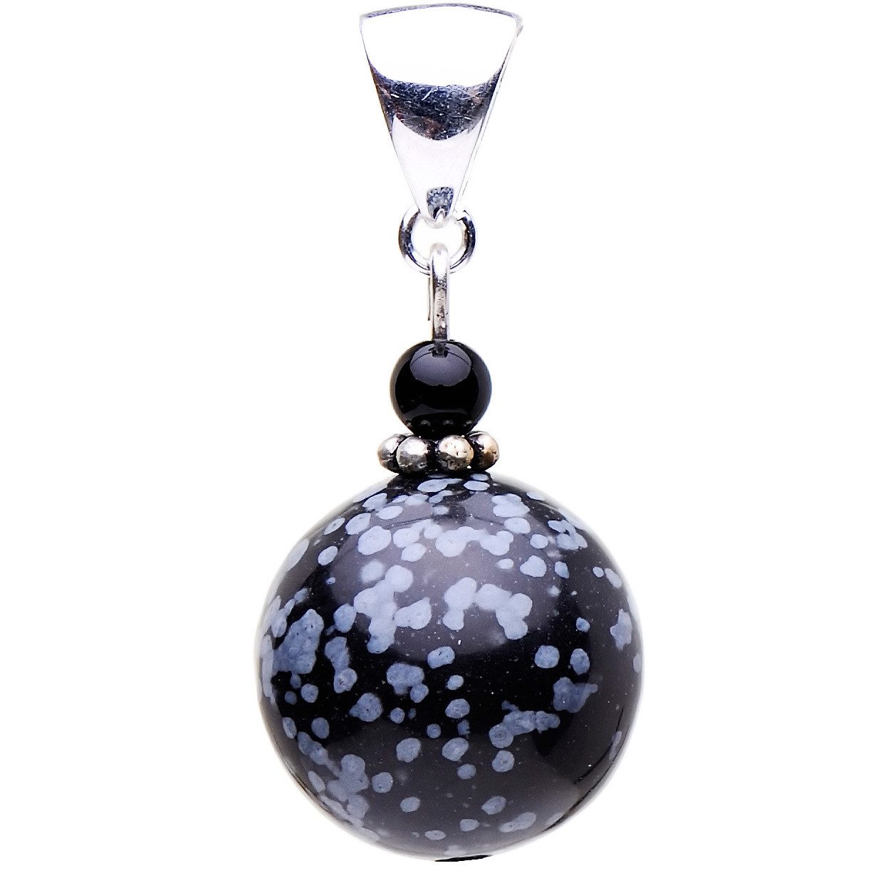 Schmuck Krone Kettenanhänger Anhänger aus Schneeflocken-Obsidian & Onyx, Si günstig online kaufen