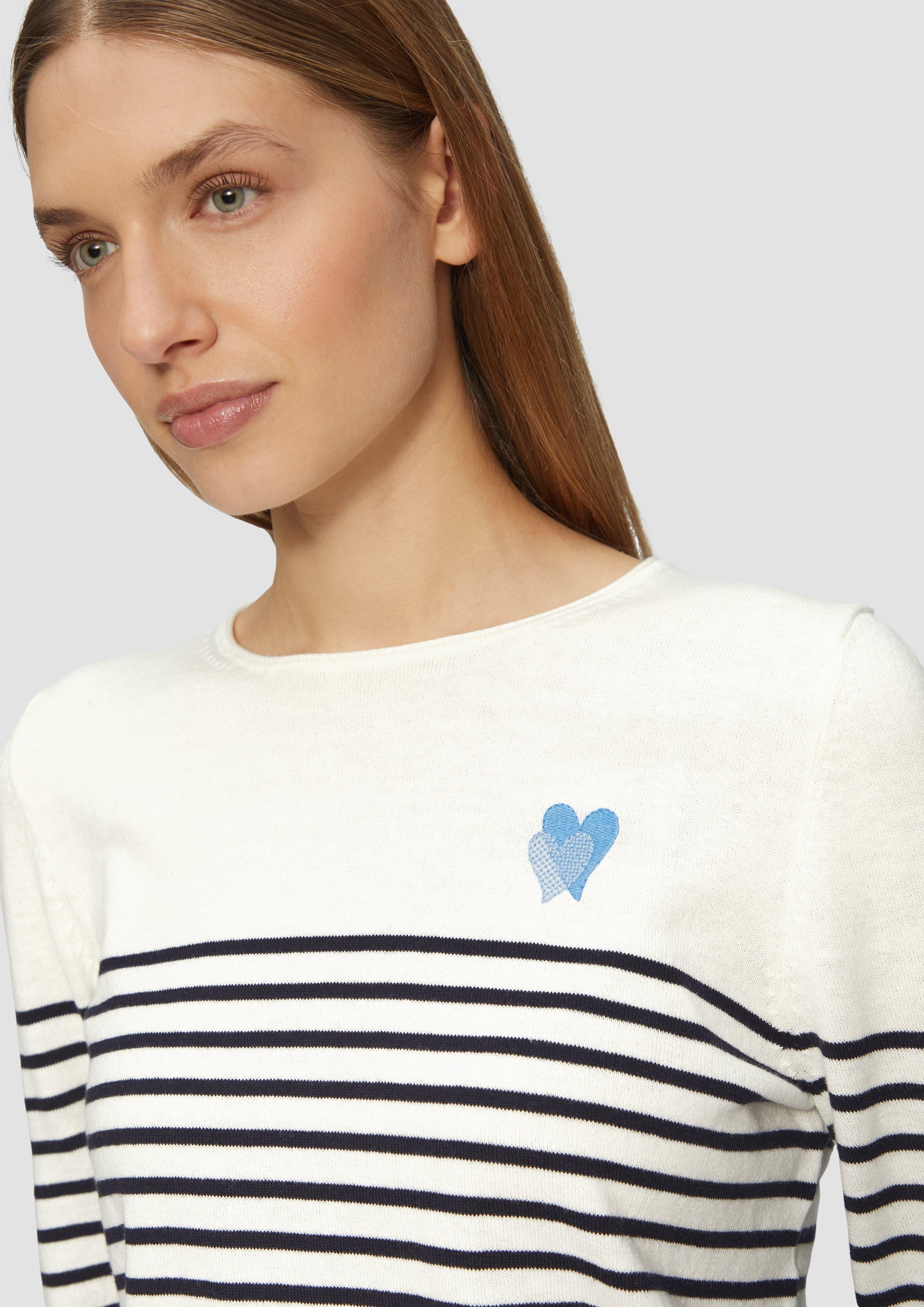 s.Oliver Strickpullover Strickpullover mit Herz-Stickerei Stickerei günstig online kaufen
